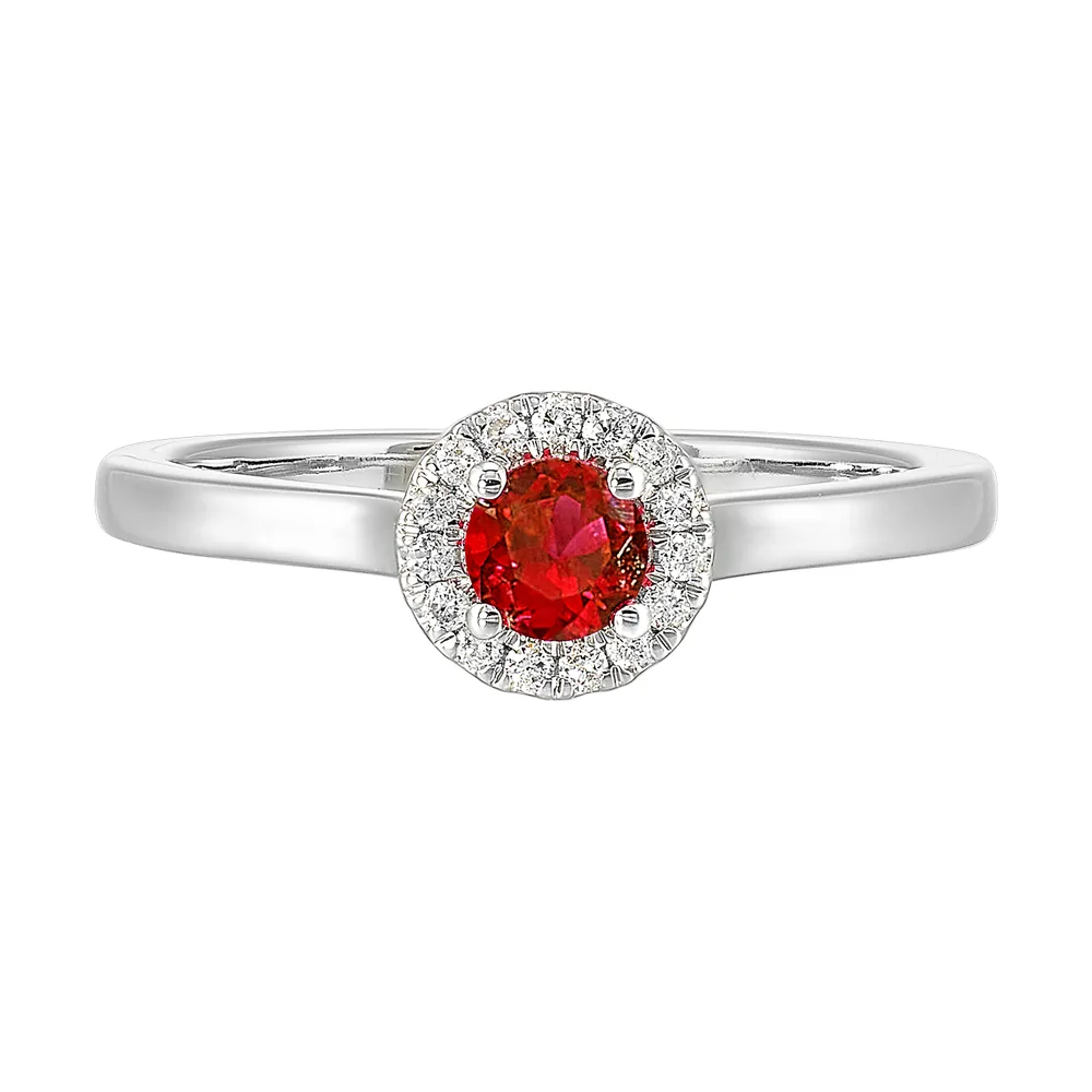 10Kt White Gold Diamond 1/12Ctw & Garnet 1/3Ctw Ring