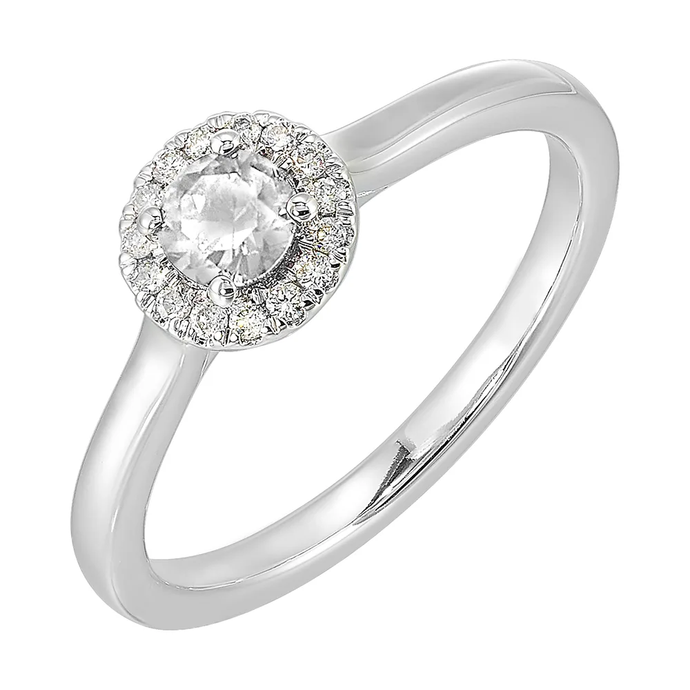10Kt White Gold Diamond 1/12Ctw & White Topaz 1/3Ctw Ring view 2