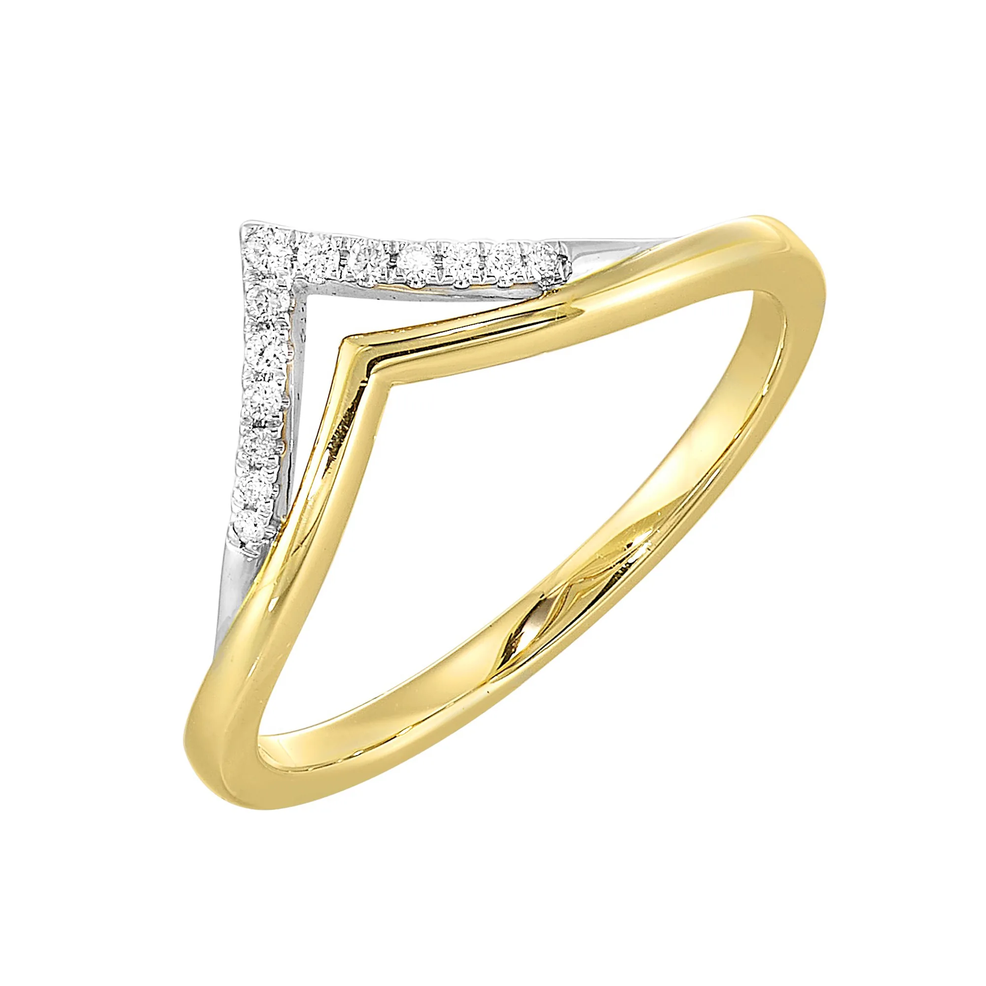 14Kt White Yellow Gold Diamond 1/20Ctw Ring view 2