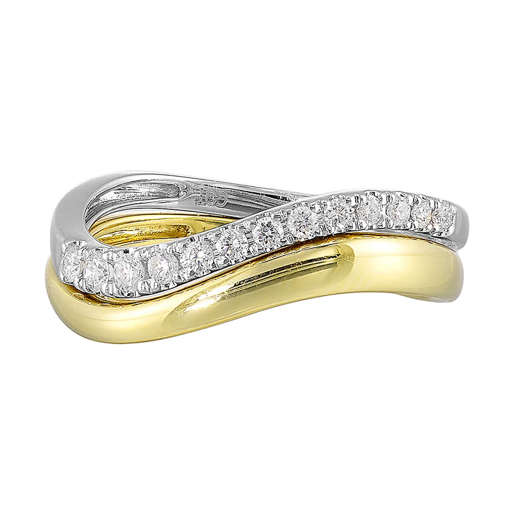 14Kt White Yellow Gold Diamond 1/5Ctw Ring view 2
