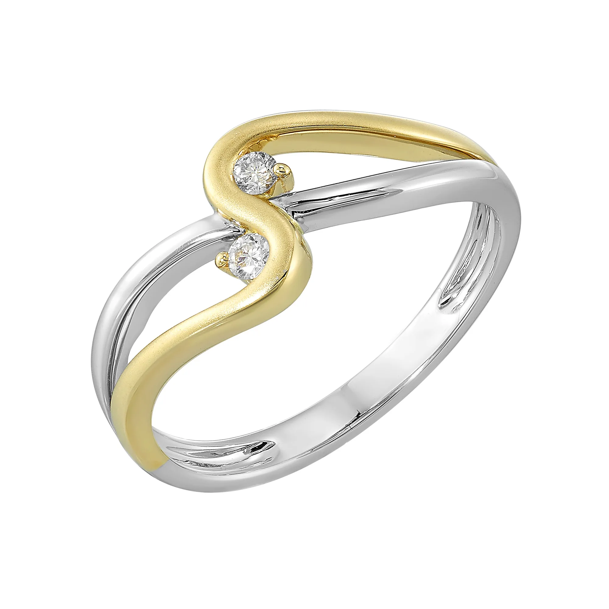 14Kt White Yellow Gold Diamond 1/15Ctw Ring view 2