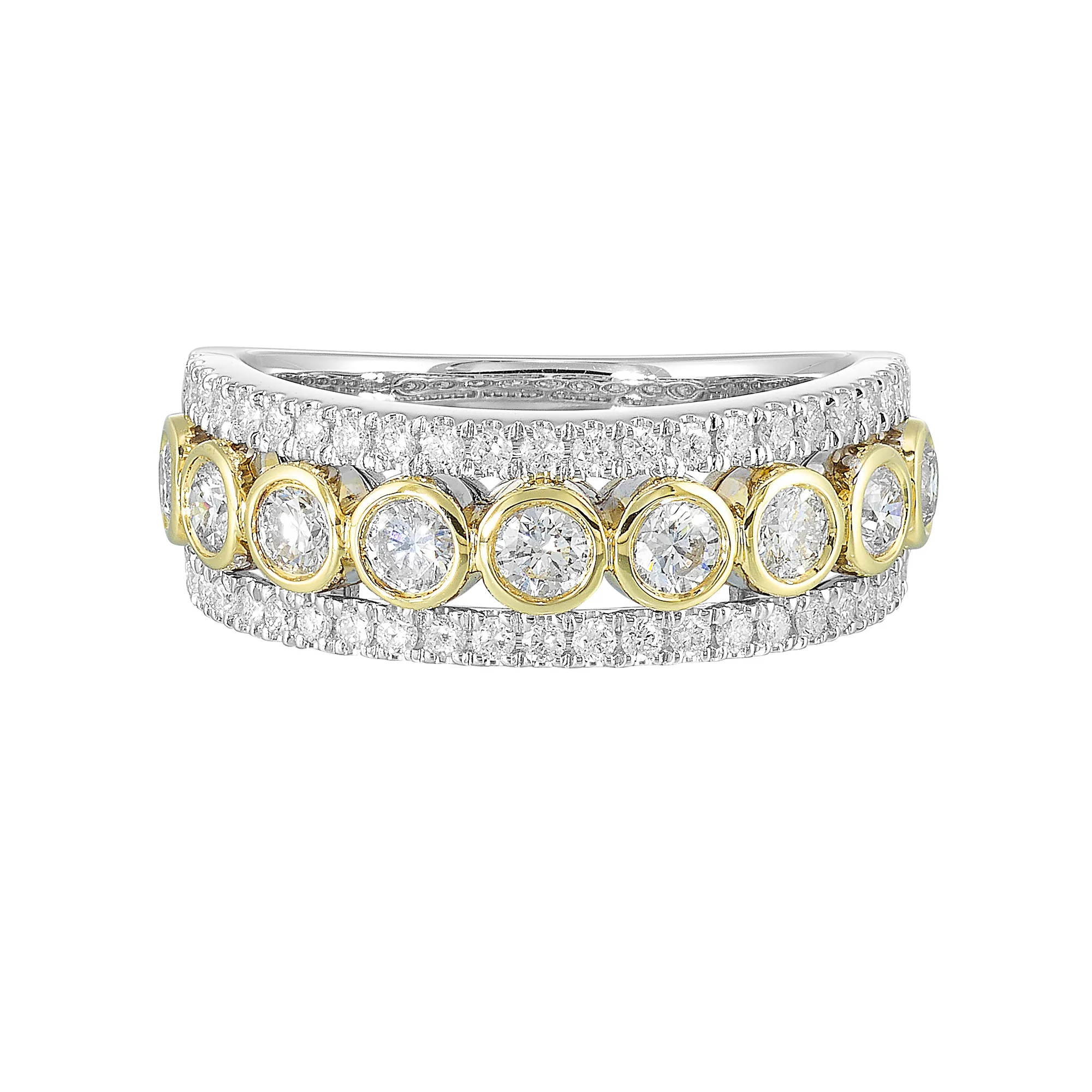 14Kt White Yellow Gold Diamond 1Ctw Ring