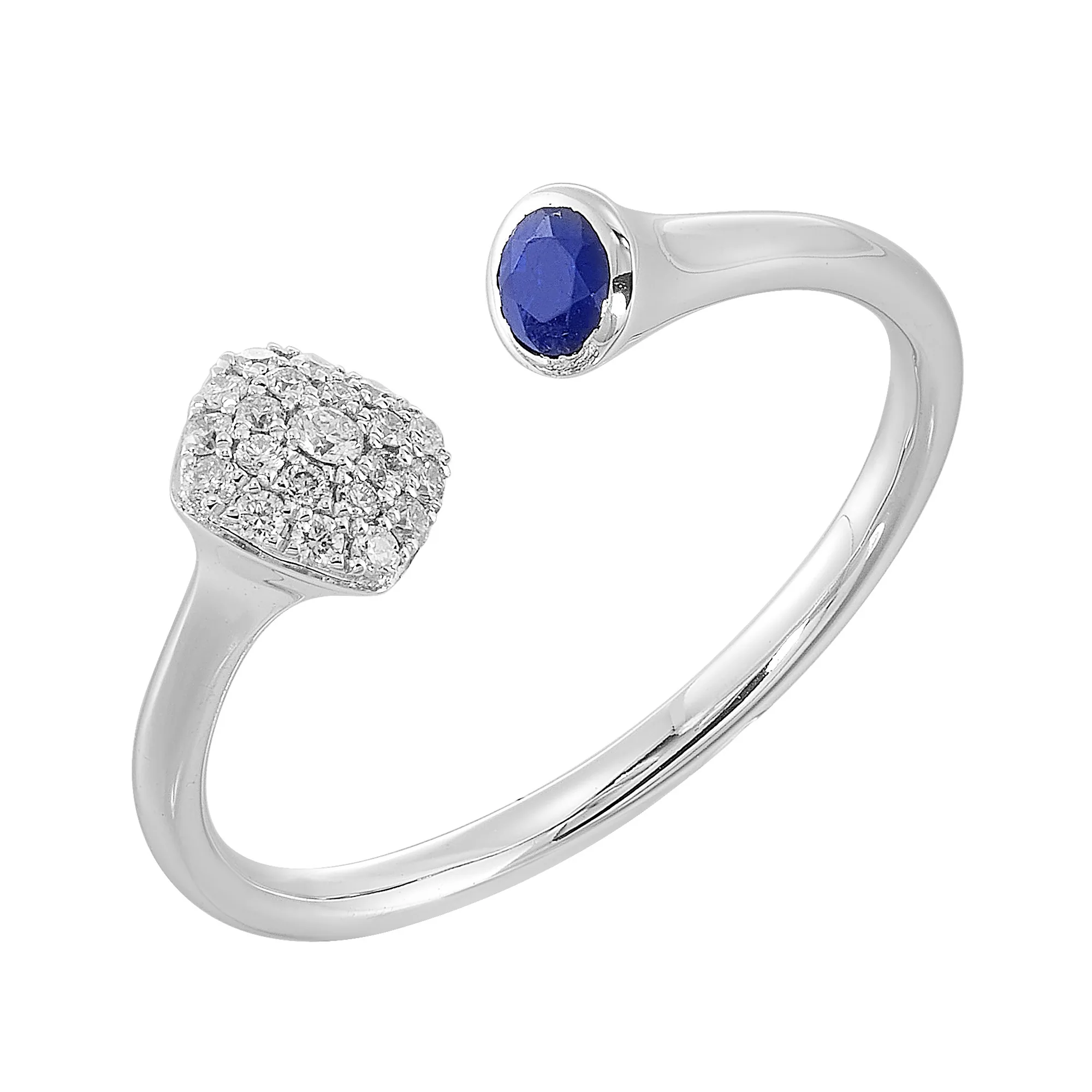 14Kt White Gold Diamond 1/10Ctw & Sapphire 1/5Ctw Ring view 2