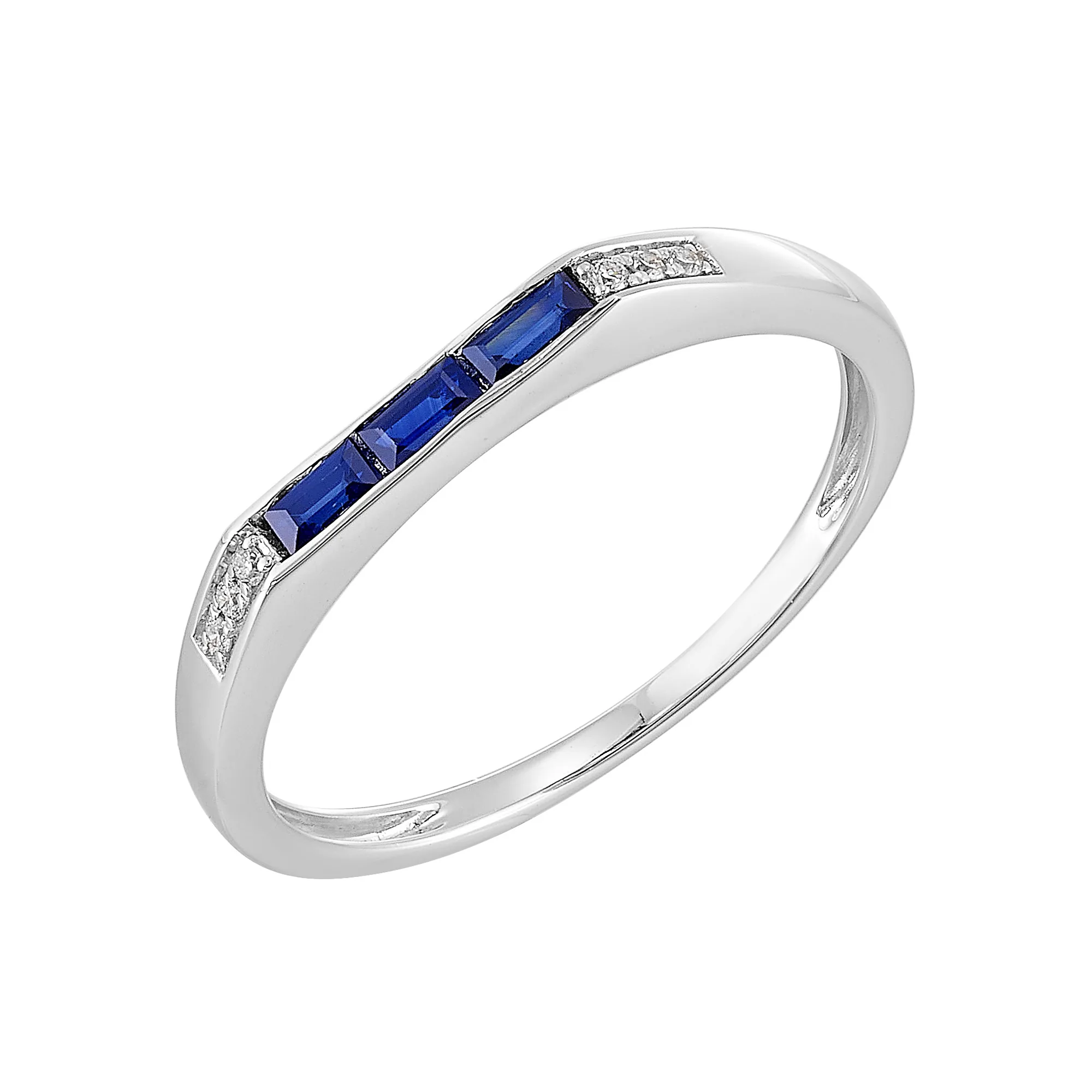 14Kt White Gold Diamond 1/50Ctw & Sapphire 1/8Ctw Ring view 2