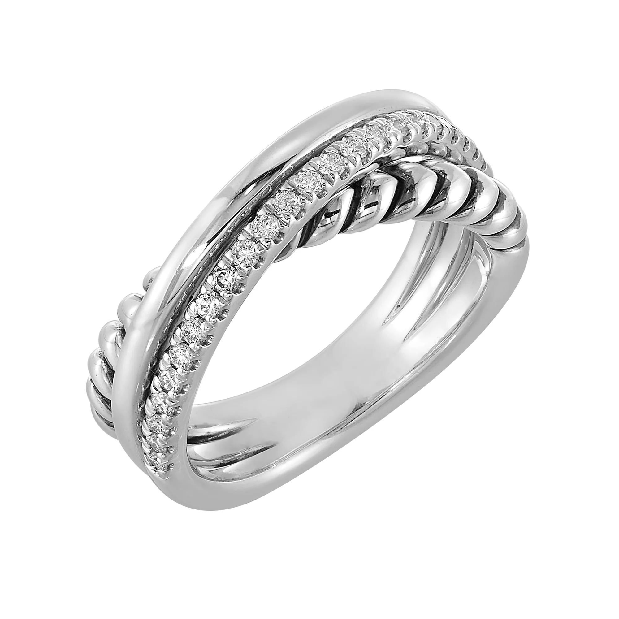 Silver White Diamond 1/5Ctw Ring view 2