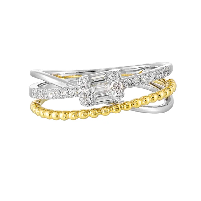 10Kt White Yellow Gold Diamond 1/4Ctw Ring