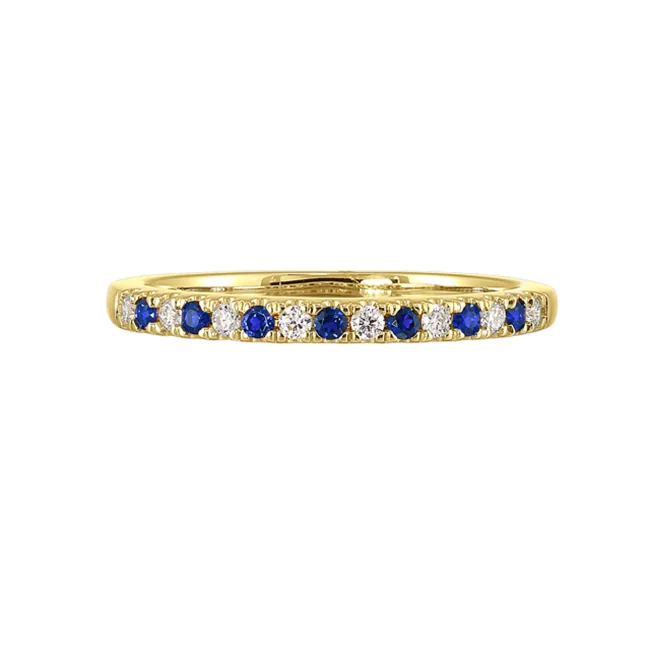 10Kt Yellow Gold Diamond 1/8Ctw & Sapphire1/8Ctw Ring