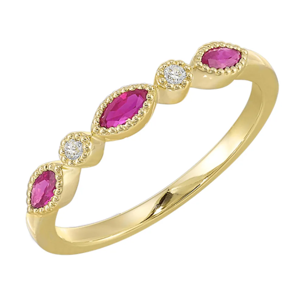 10Kt Yellow Gold Diamond 1/50Ctw & Pink Tourmaline 1/4Ctw Ring