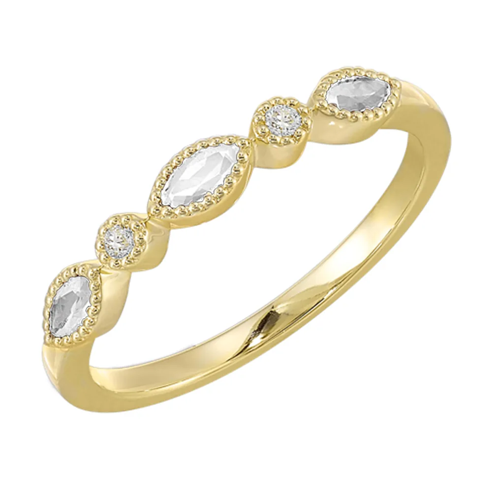 10Kt Yellow Gold Diamond 1/50Ctw & White Topaz 1/7Ctw Ring