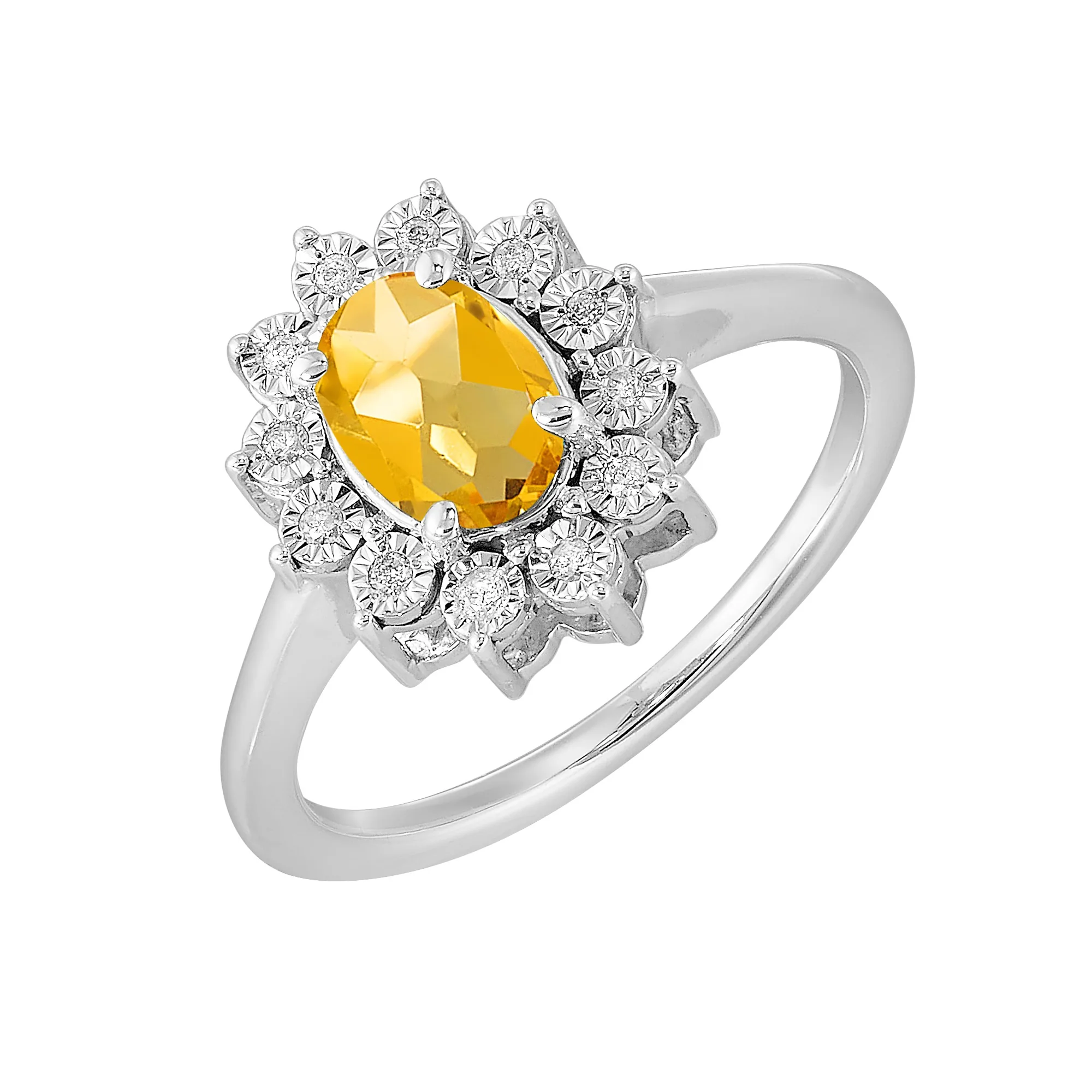 Silver Diamond 1/20Ctw & Citrine 1Ctw Ring view 2