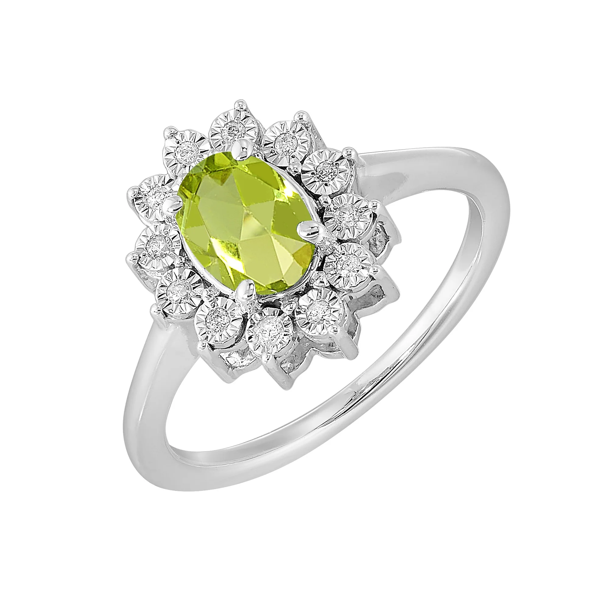 Silver Diamond 1/20Ctw & Created Peridot 1Ctw Ring view 2