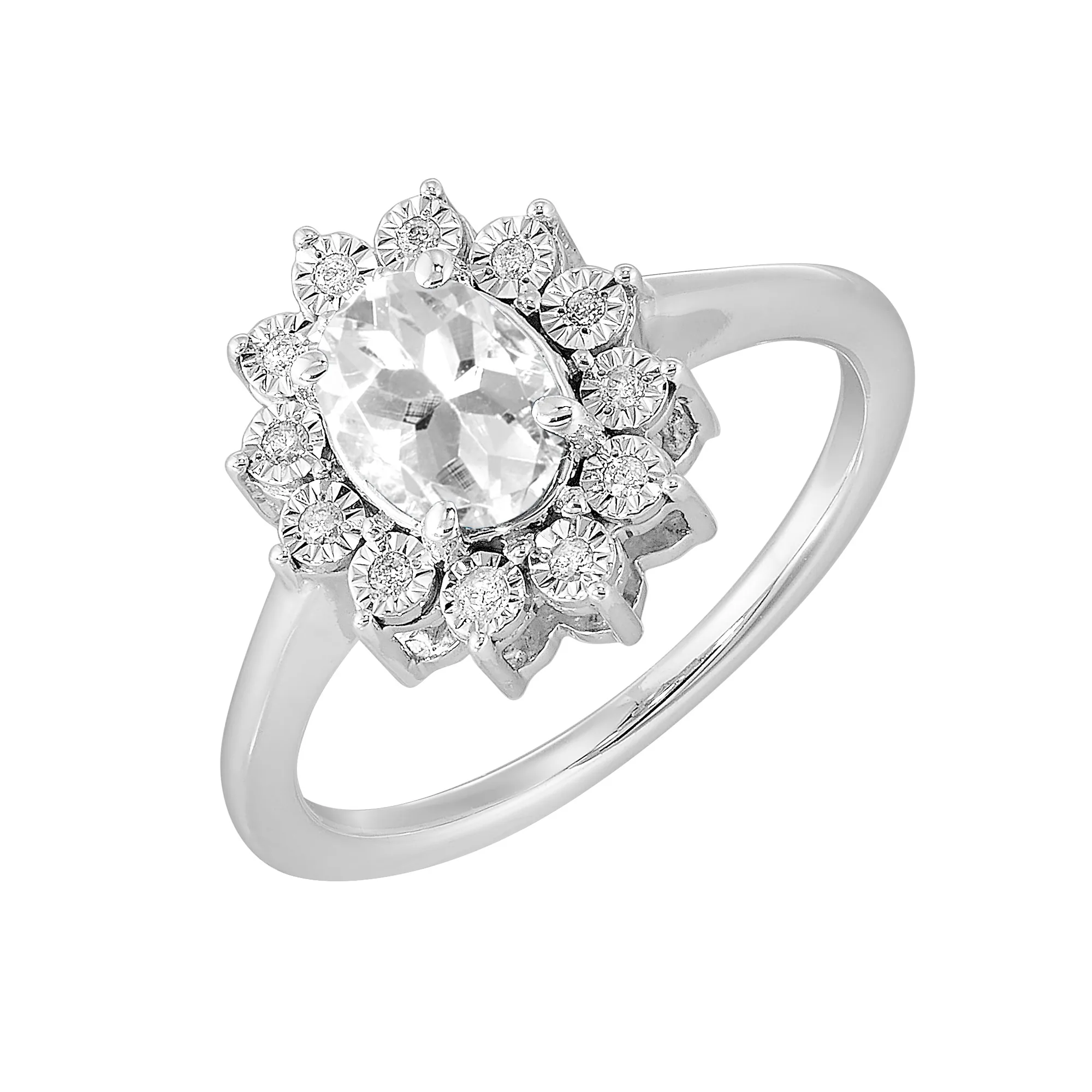 Silver Diamond 1/20Ctw & White Topaz 1Ctw Ring view 2