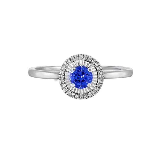 10Kt White Gold Diamond 1/25Ctw & Blue Topaz 1/4Ctw Ring