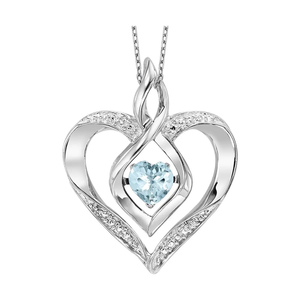 Silver Created-Aquamarine 1/4Ctw Pendant