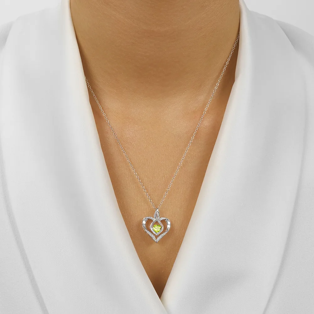 Silver Diamond 1/50Ctw & Createdperidot 1/4Ctw Pendant view 2