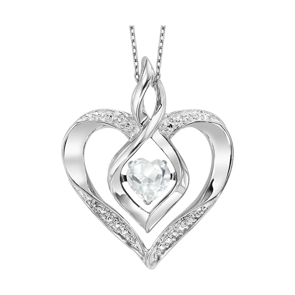 Silver Createdwhite Topaz 1/4Ctw Pendant