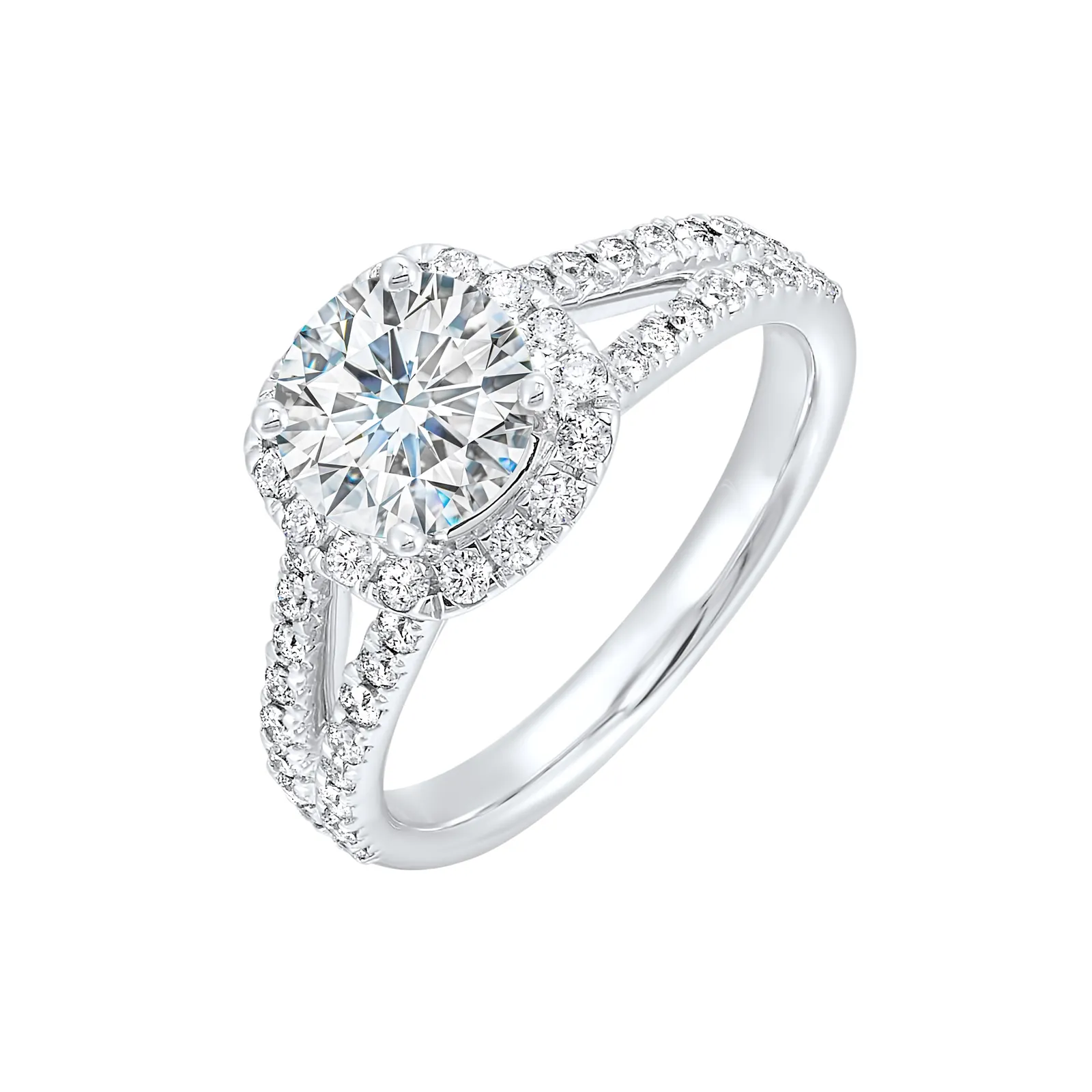 14Kt White Semi Mount 1/2Ctw For 1Ctw Round Center view 2