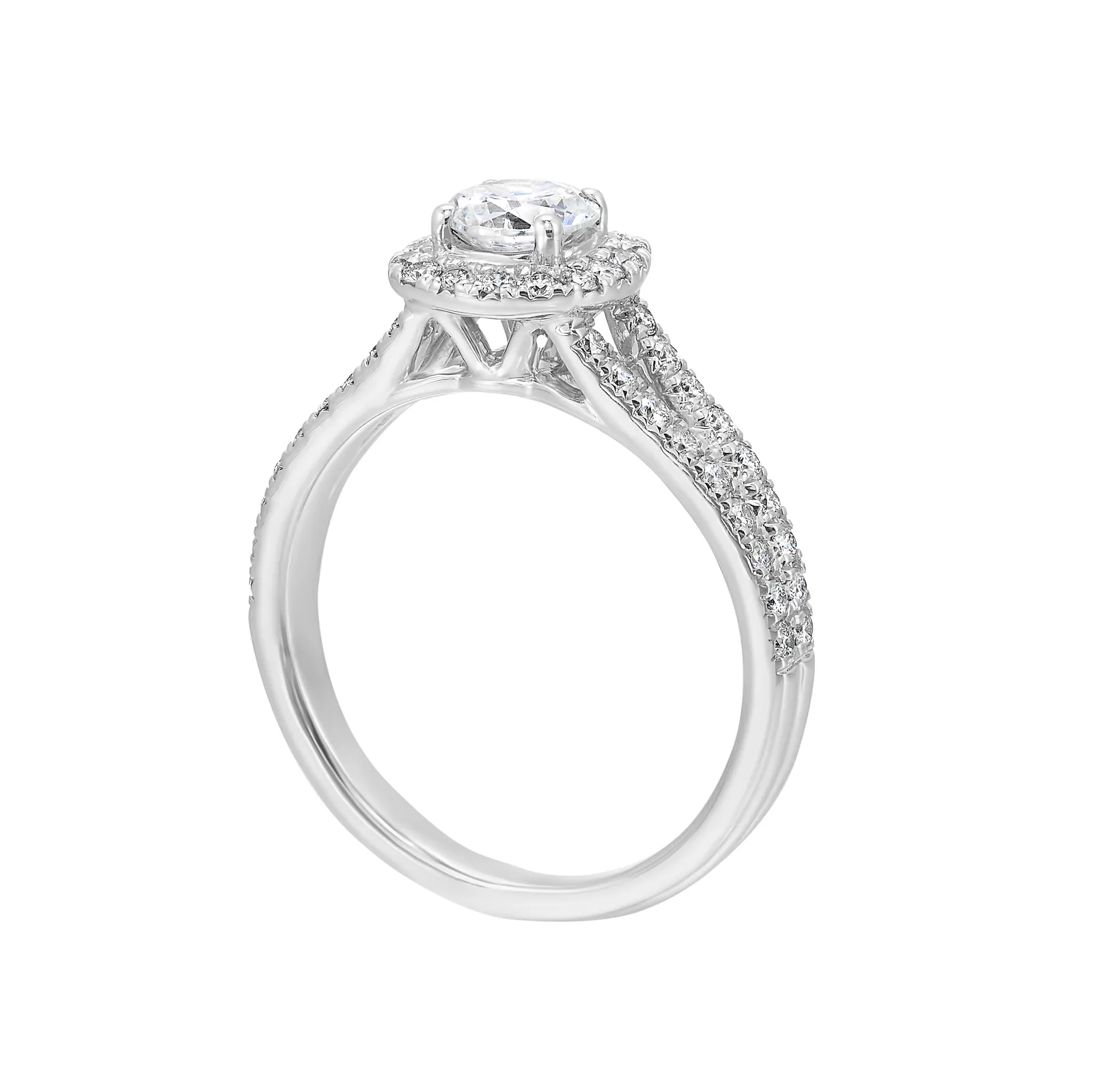14Kt White Semi Mount 1/2Ctw For 1Ctw Round Center view 3