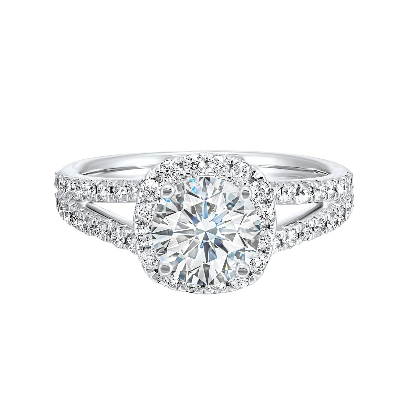 14Kt White Semi Mount 1/2Ctw For 1Ctw Round Center