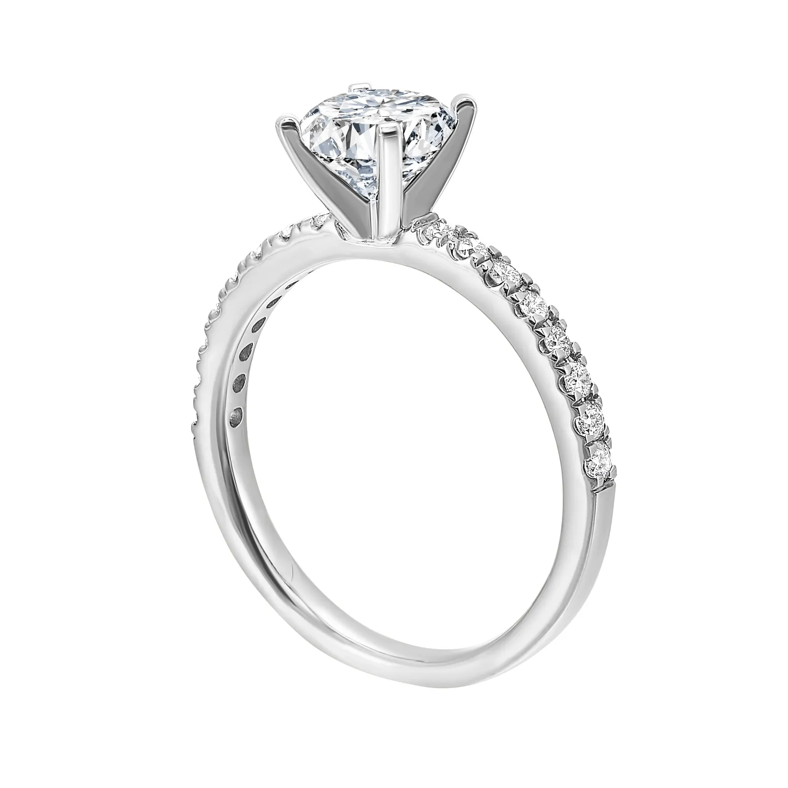 14Kt White Semi Mount 1/4Ctw For 1Ctw Round Center view 3