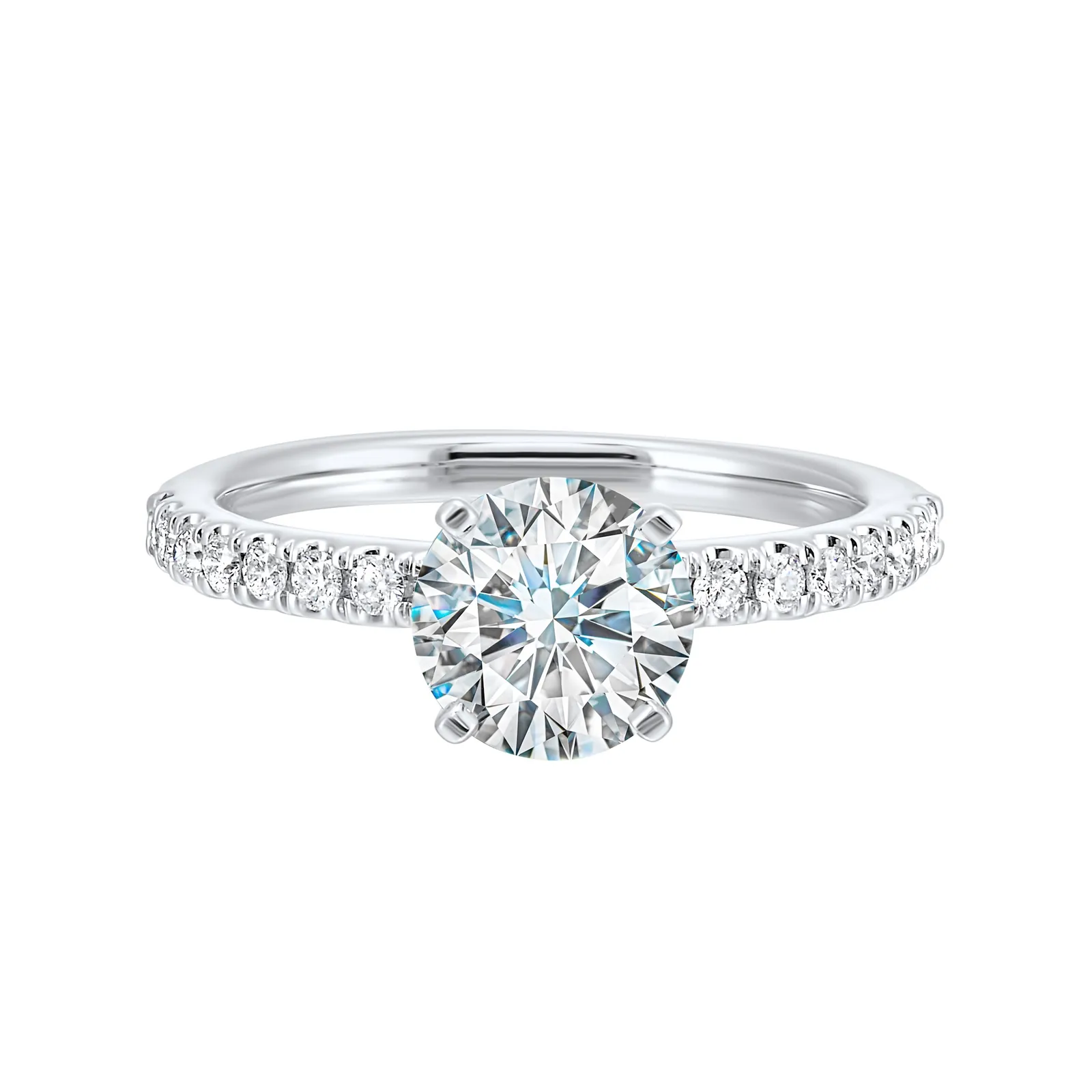 14Kt White Semi Mount 1/4Ctw For 1Ctw Round Center