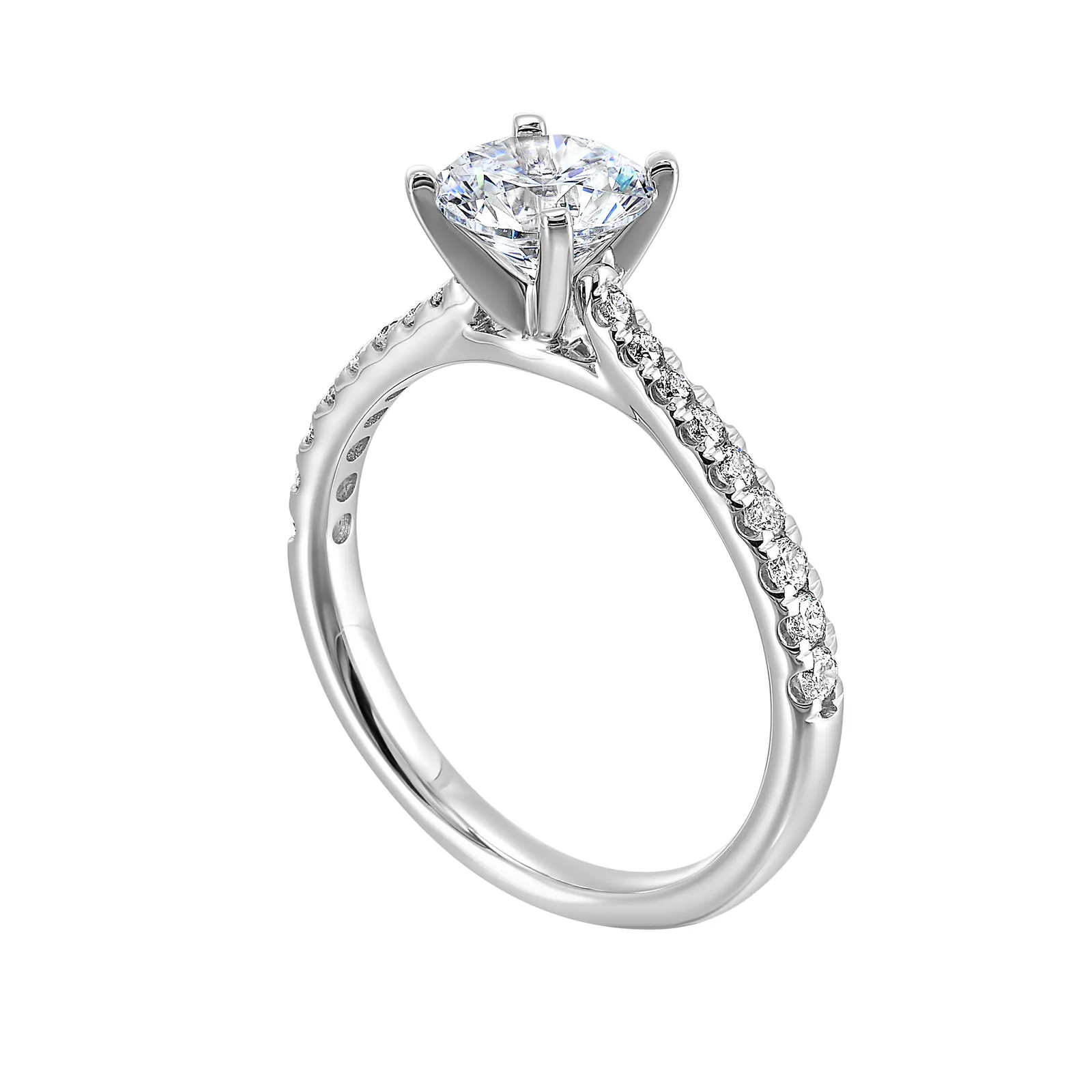 14Kt White Semi Mount 1/4Ctw For 1Ctw Round Center view 3