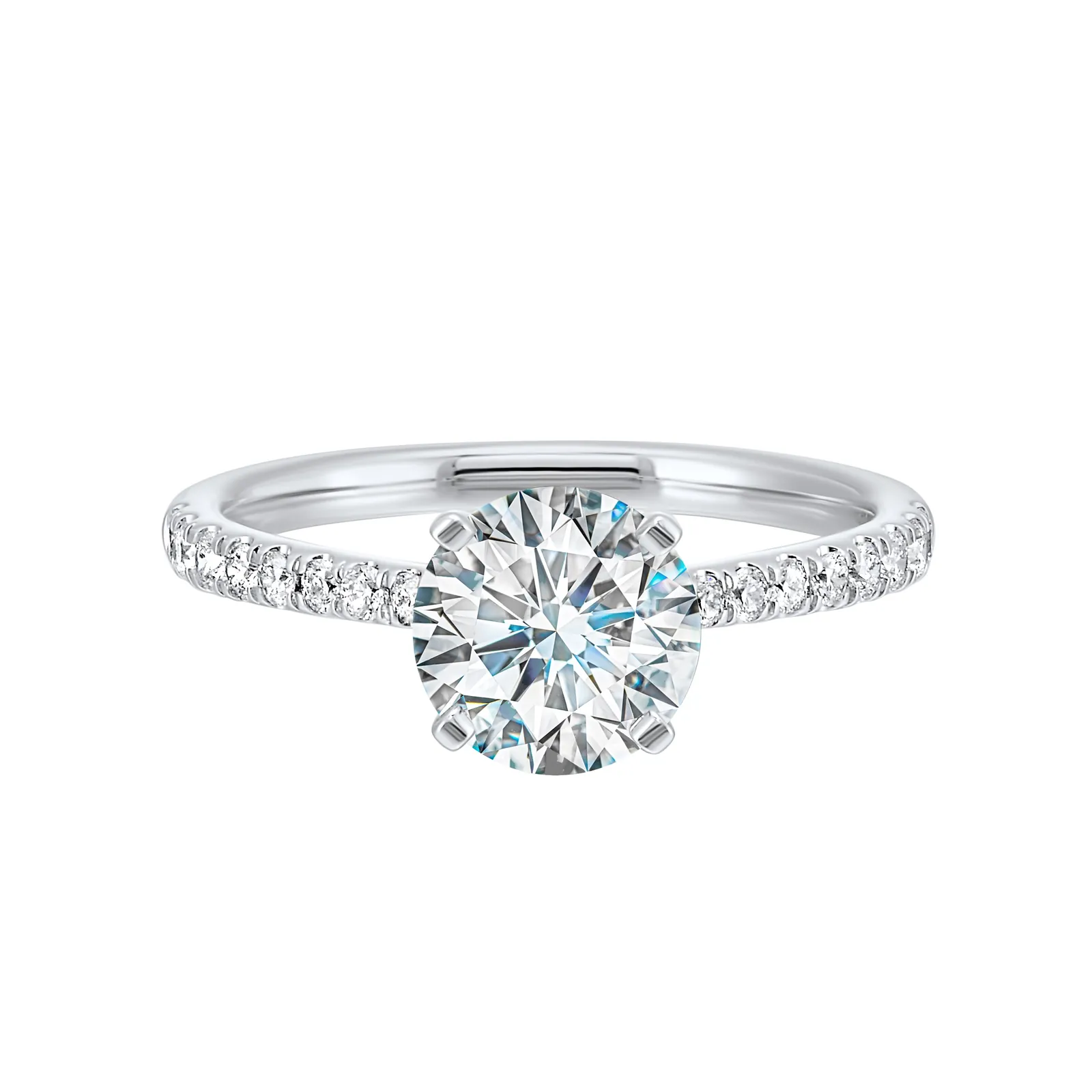 14Kt White Semi Mount 1/4Ctw For 1Ctw Round Center
