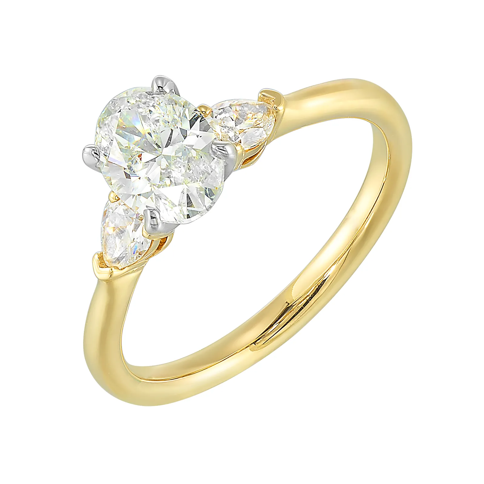 14Kt White Yellow Semi Mount 1/3Ctw For 1Ctw Oval Center view 2