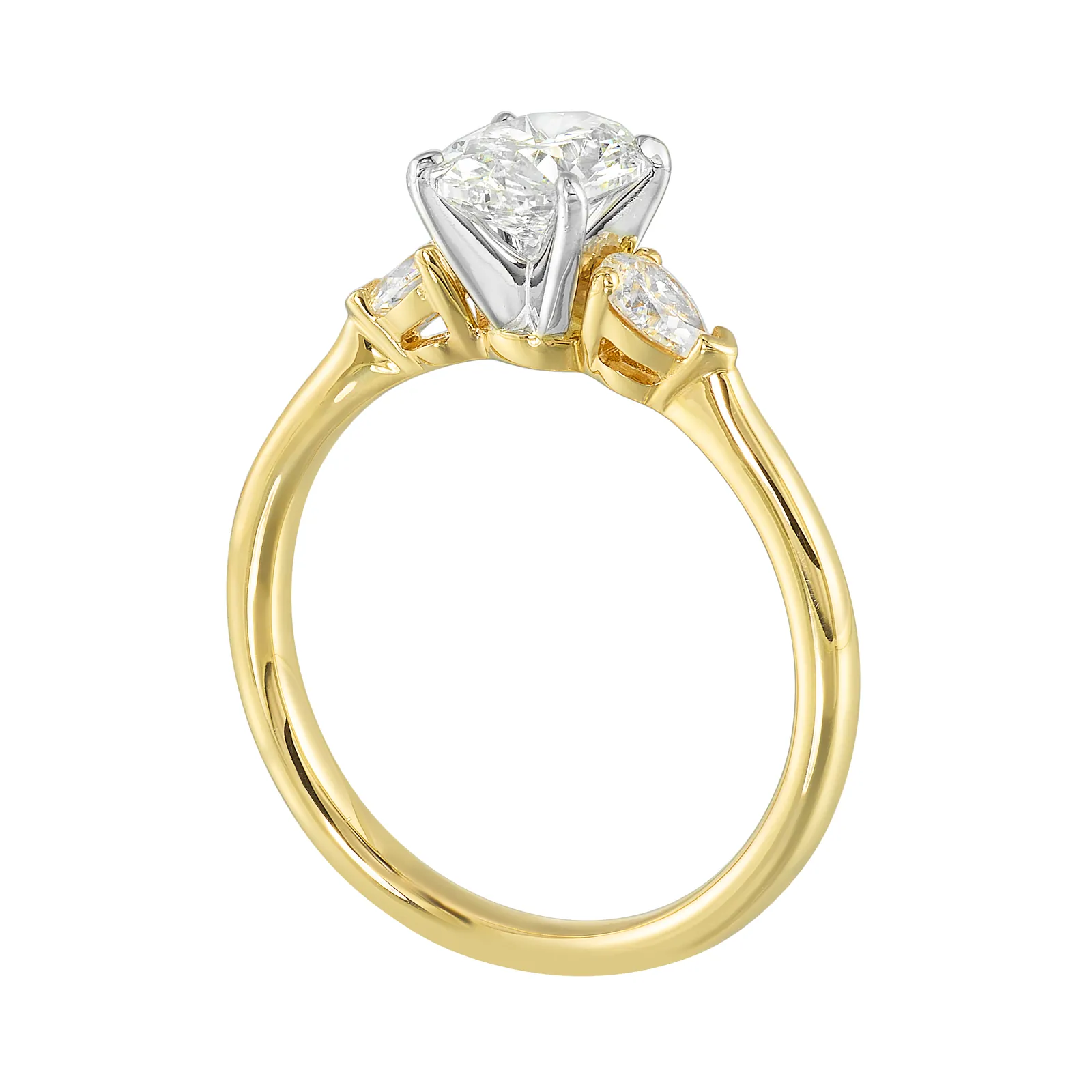 14Kt White Yellow Semi Mount 1/3Ctw For 1Ctw Oval Center view 3