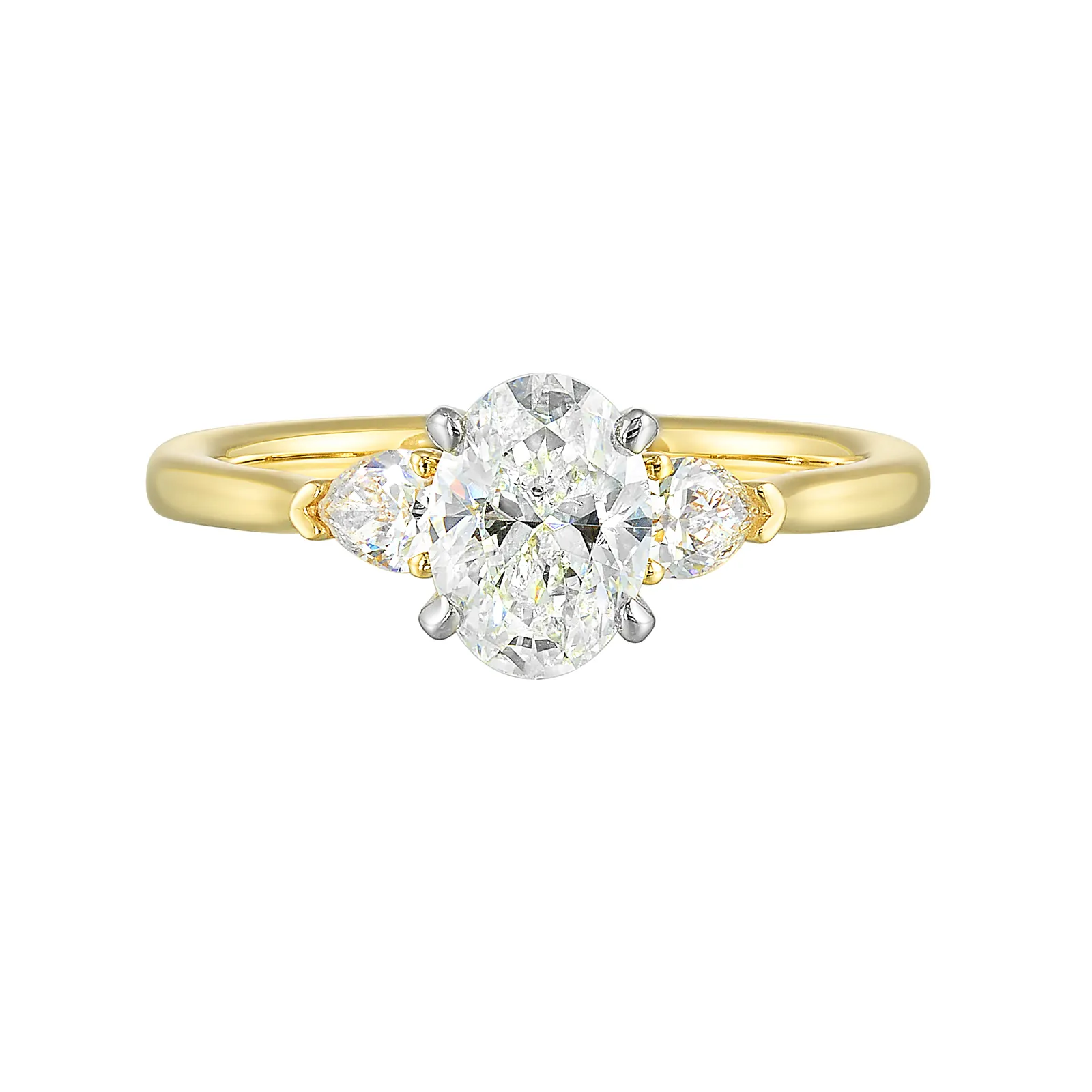 14Kt White Yellow Semi Mount 1/3Ctw For 1Ctw Oval Center