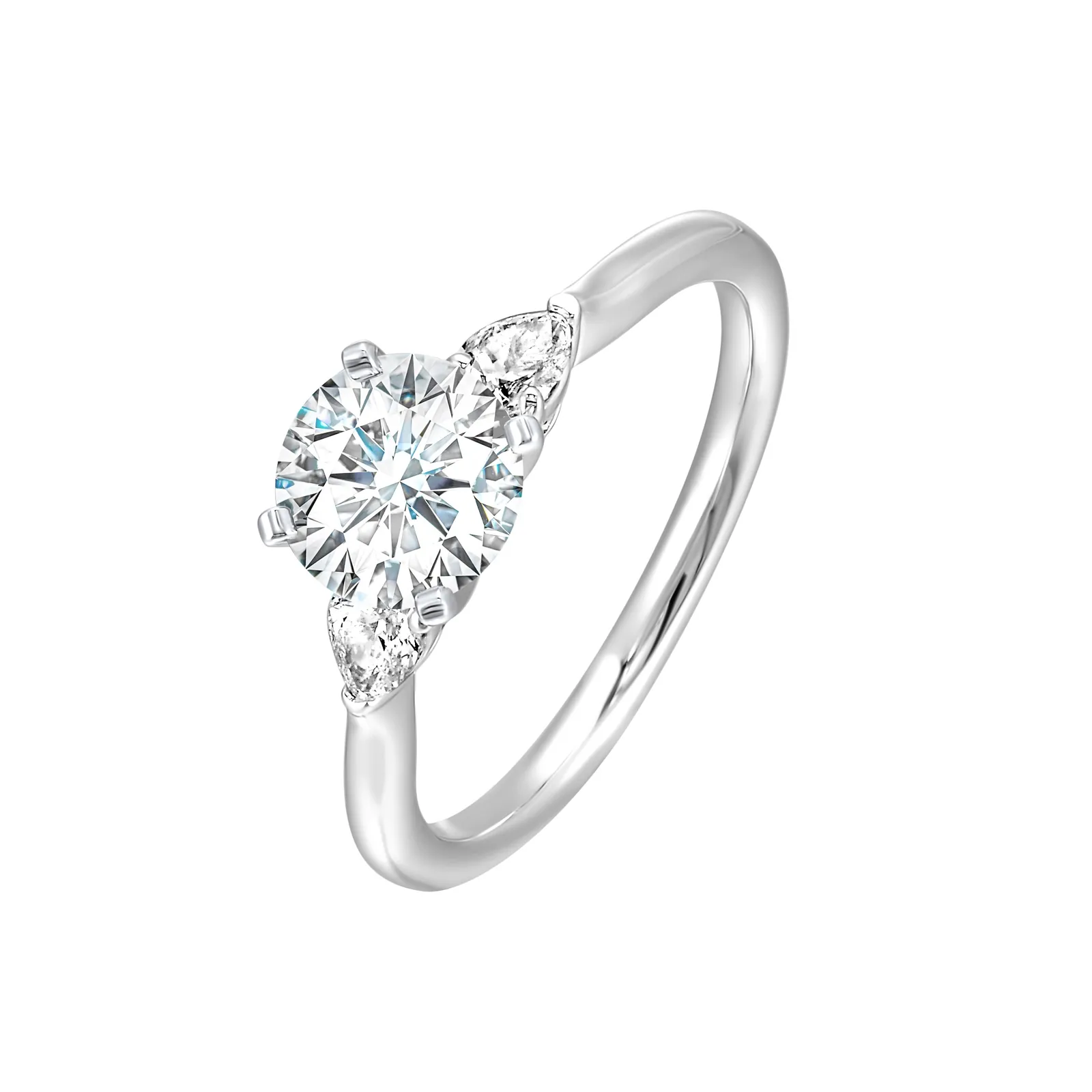 14Kt White Semi Mount 1/3Ctw For 1Ctw Round Center view 2