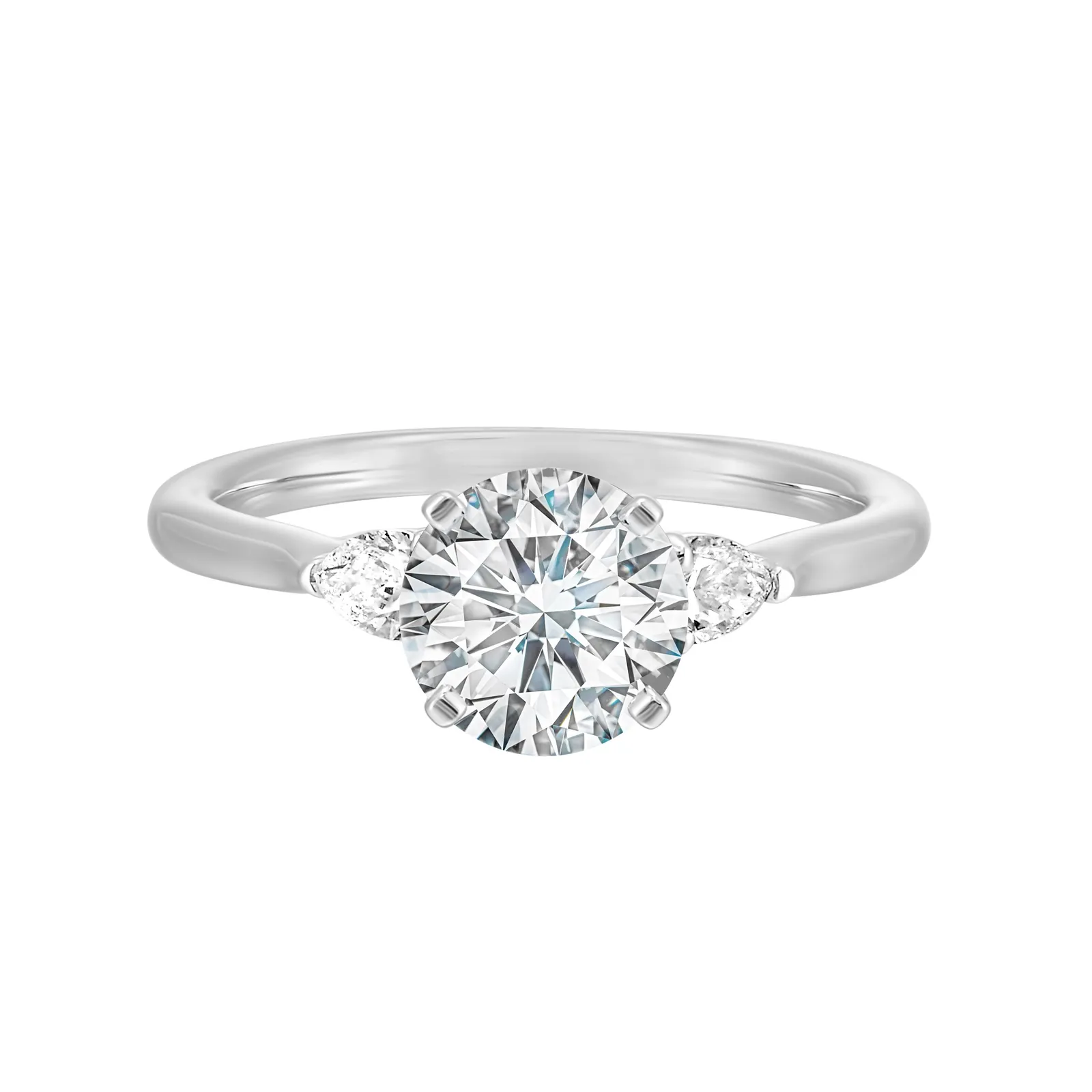 14Kt White Semi Mount 1/3Ctw For 1Ctw Round Center
