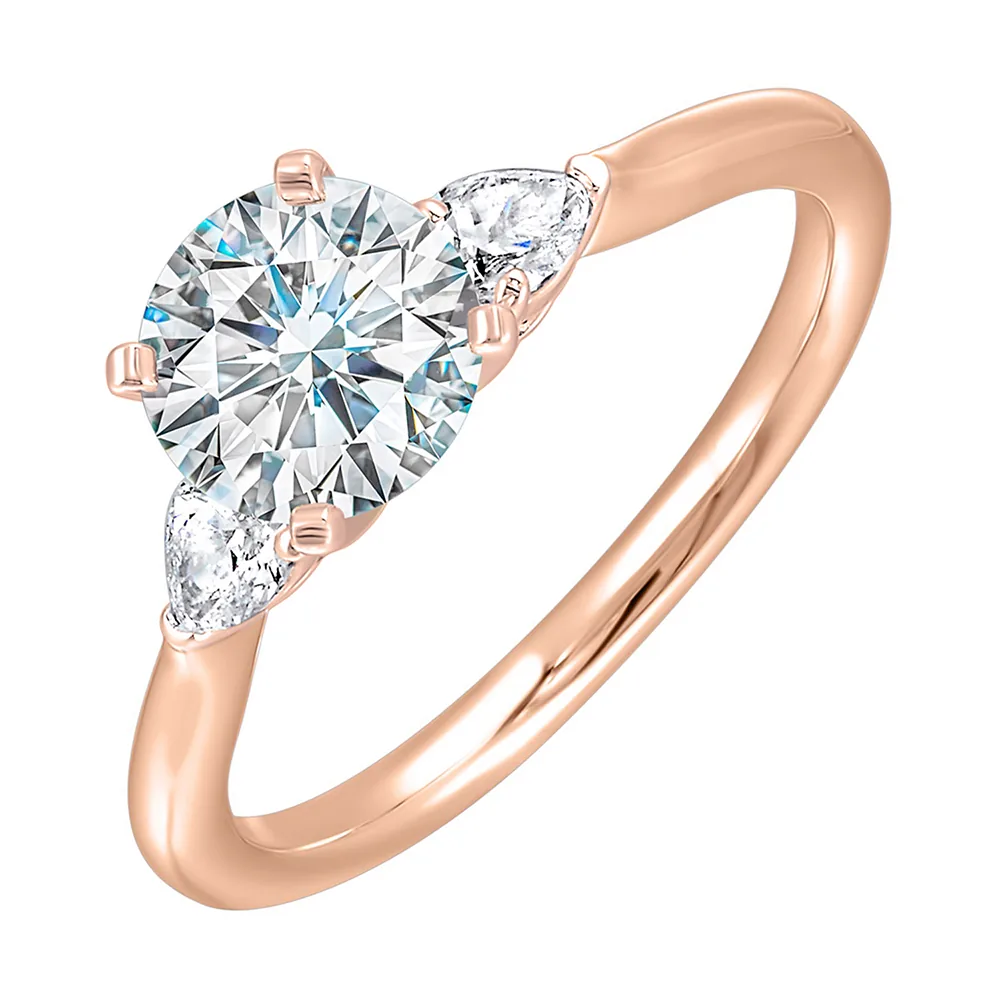 14Kt Rose Semi Mount 3/8Ctw For 1 1/2Ct Round Center view 2