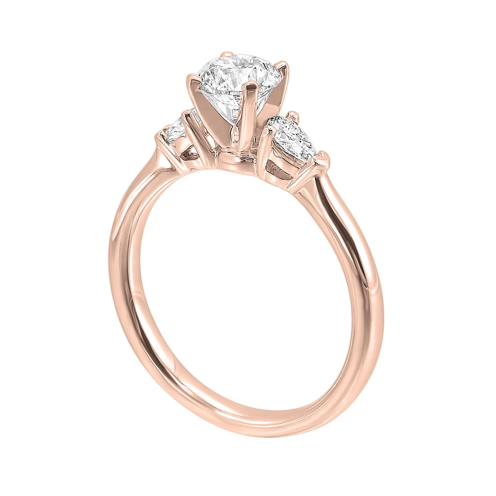 14Kt Rose Semi Mount 3/8Ctw For 1 1/2Ct Round Center view 3