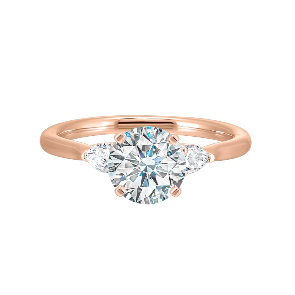 14Kt Rose Semi Mount 3/8Ctw For 1 1/2Ct Round Center