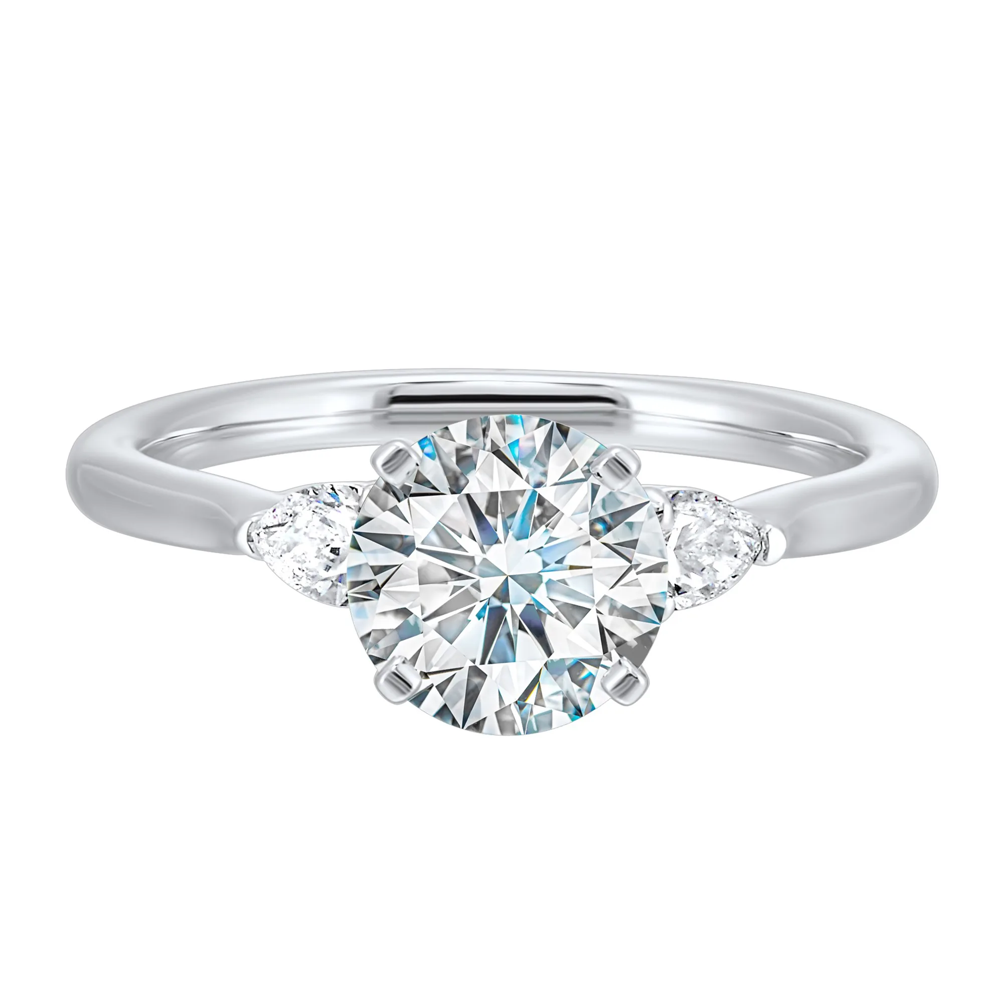 14Kt White Semi Mount 3/8Ctw For 1 1/2Ctw Round Center