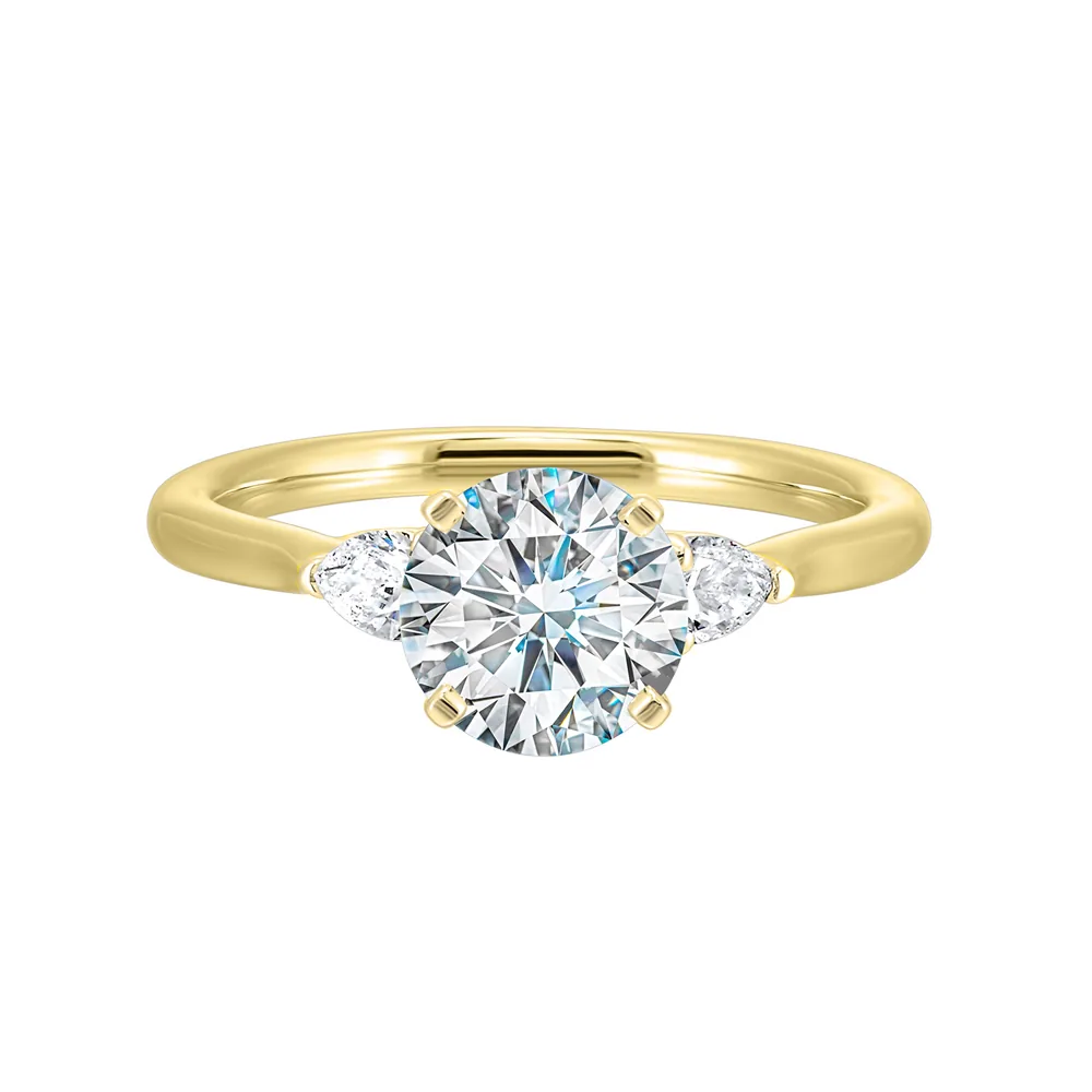14Kt Yellow Semi Mount 3/8Ctw For 1 1/2Ctw Round Center
