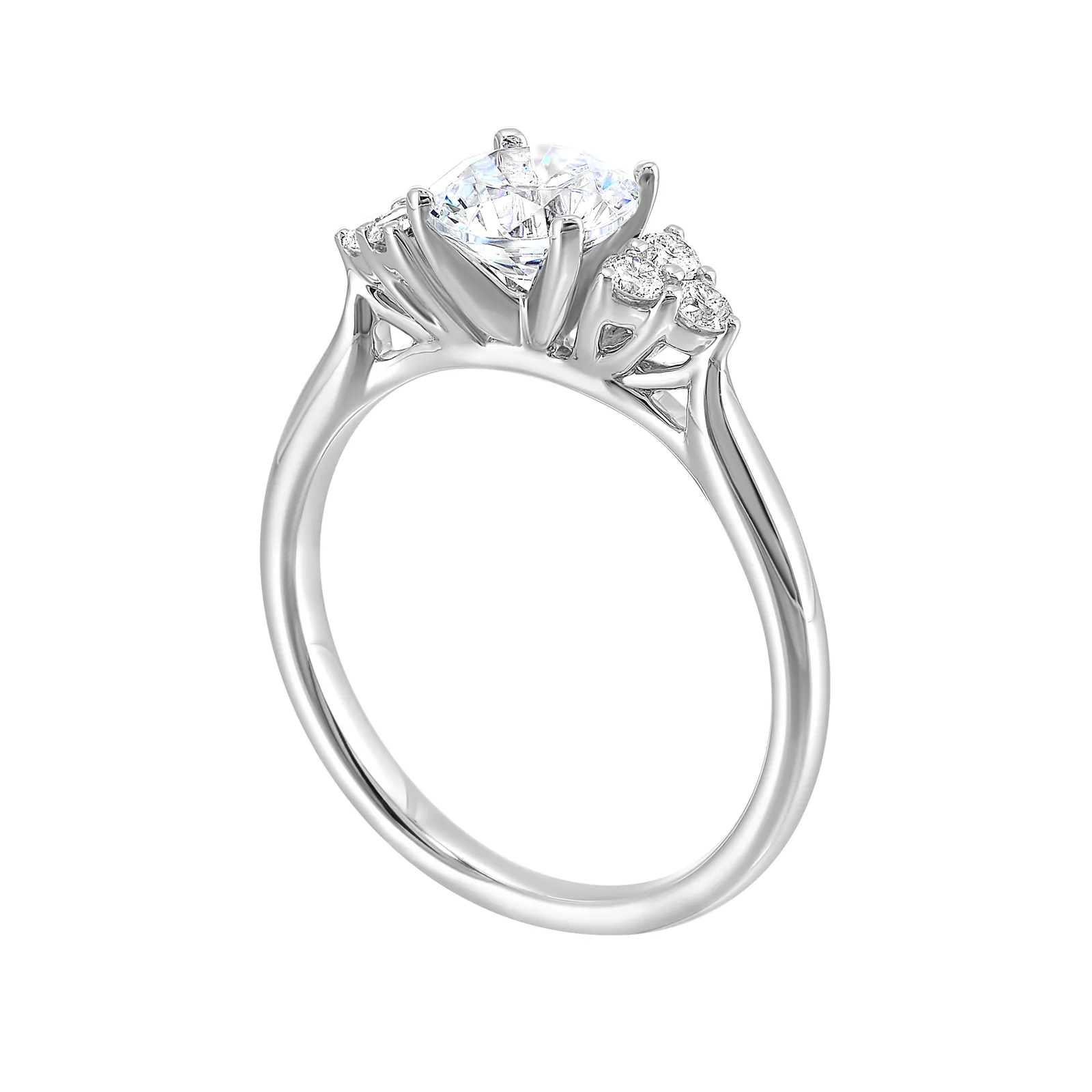 14Kt White Semi Mount 1/5Ctw For 1Ctw Round Center view 3
