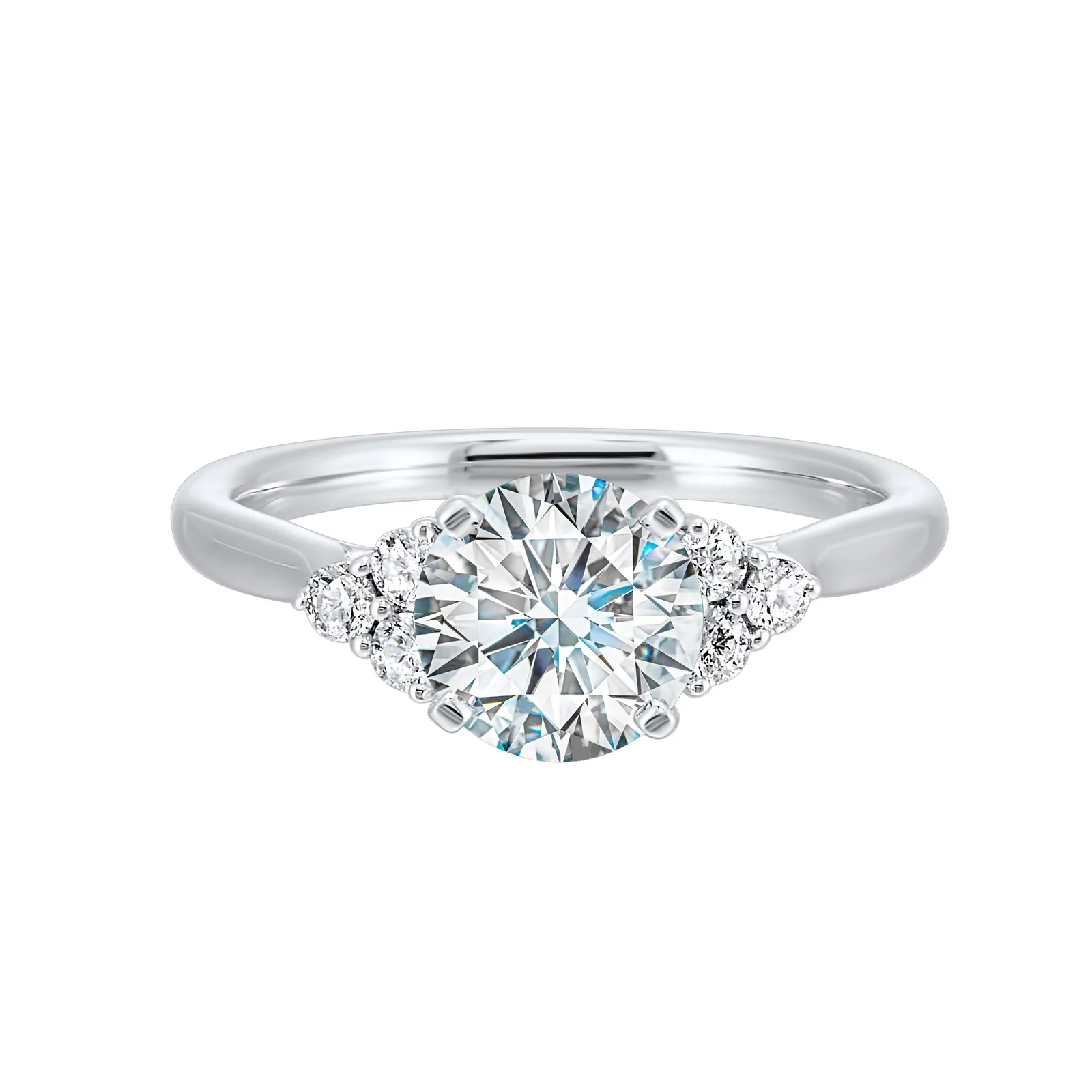 14Kt White Semi Mount 1/5Ctw For 1Ctw Round Center