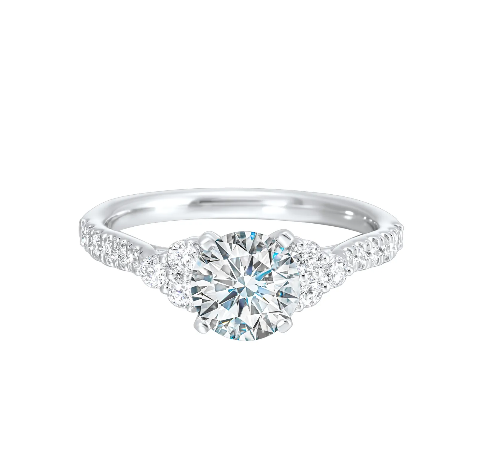 14Kt White Semi Mount 1/3Ctw For 1Ctw Round Center