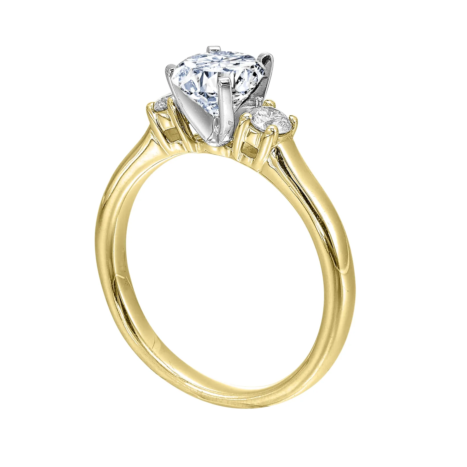 14Kt White Yellow Semi Mount 1/4Ctw For 1Ctw Round Center view 3