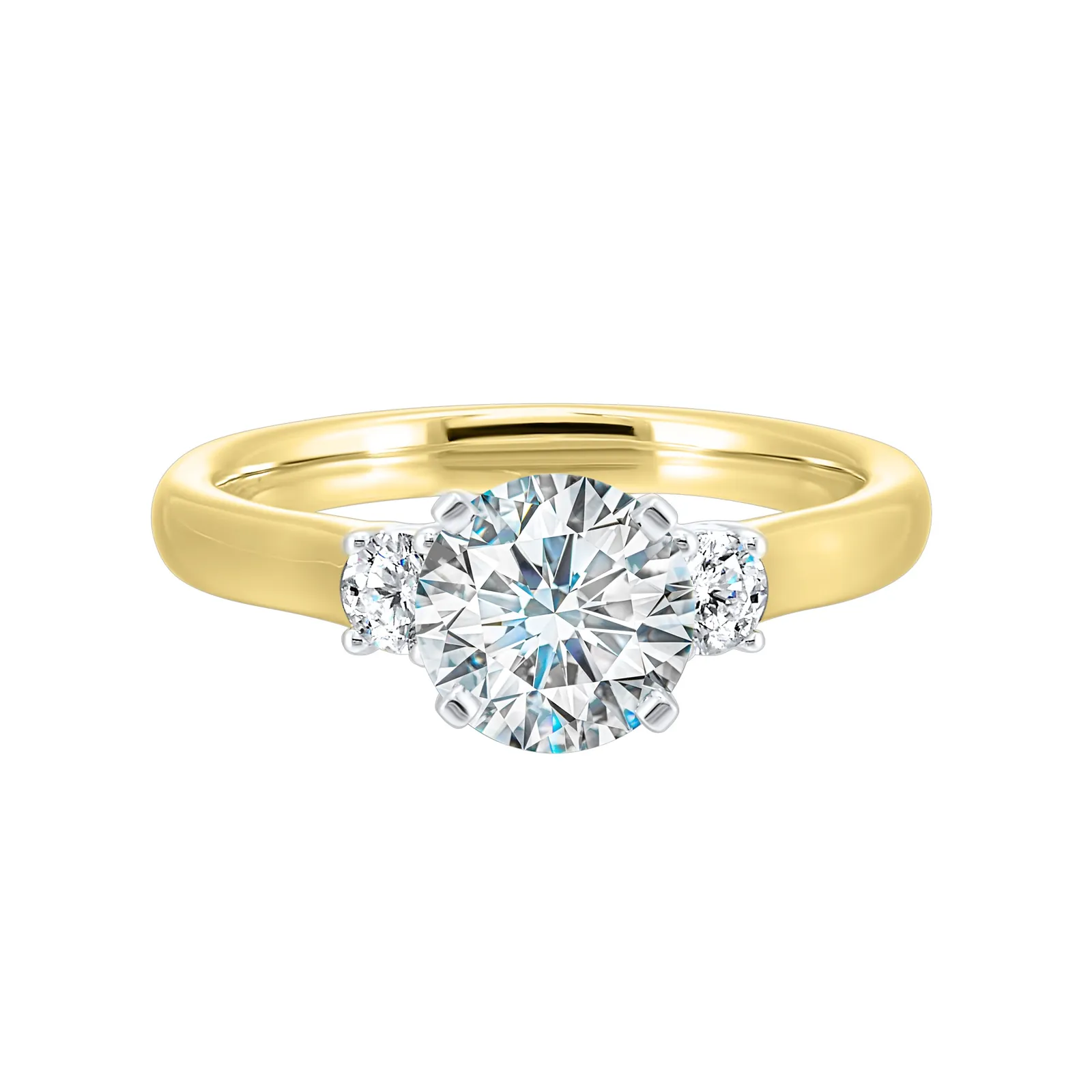 14Kt White Yellow Semi Mount 1/4Ctw For 1Ctw Round Center