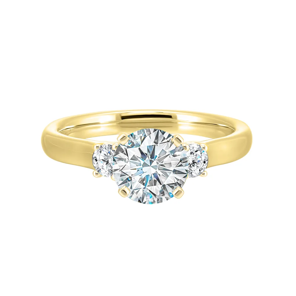 14Kt Yellow Semi Mount 1/4Ctw For 1 1/2Ctw Round Center