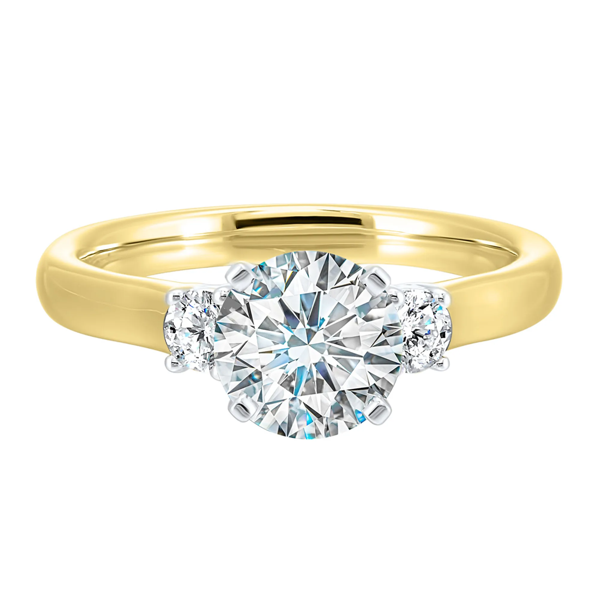 14Kt Yellow Semi Mount 1/4Ctw For 1 1/2Ctw Round Center