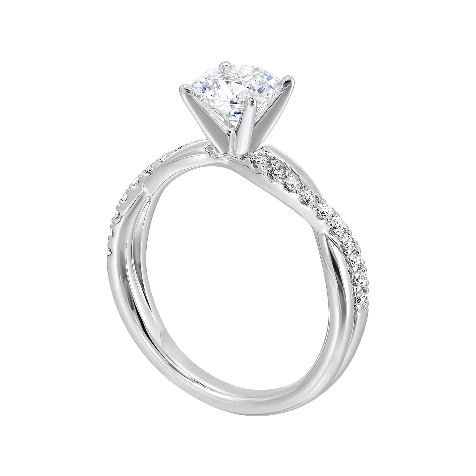 14Kt White Semi Mount 1/5Ctw For 1Ctw Round Center view 3