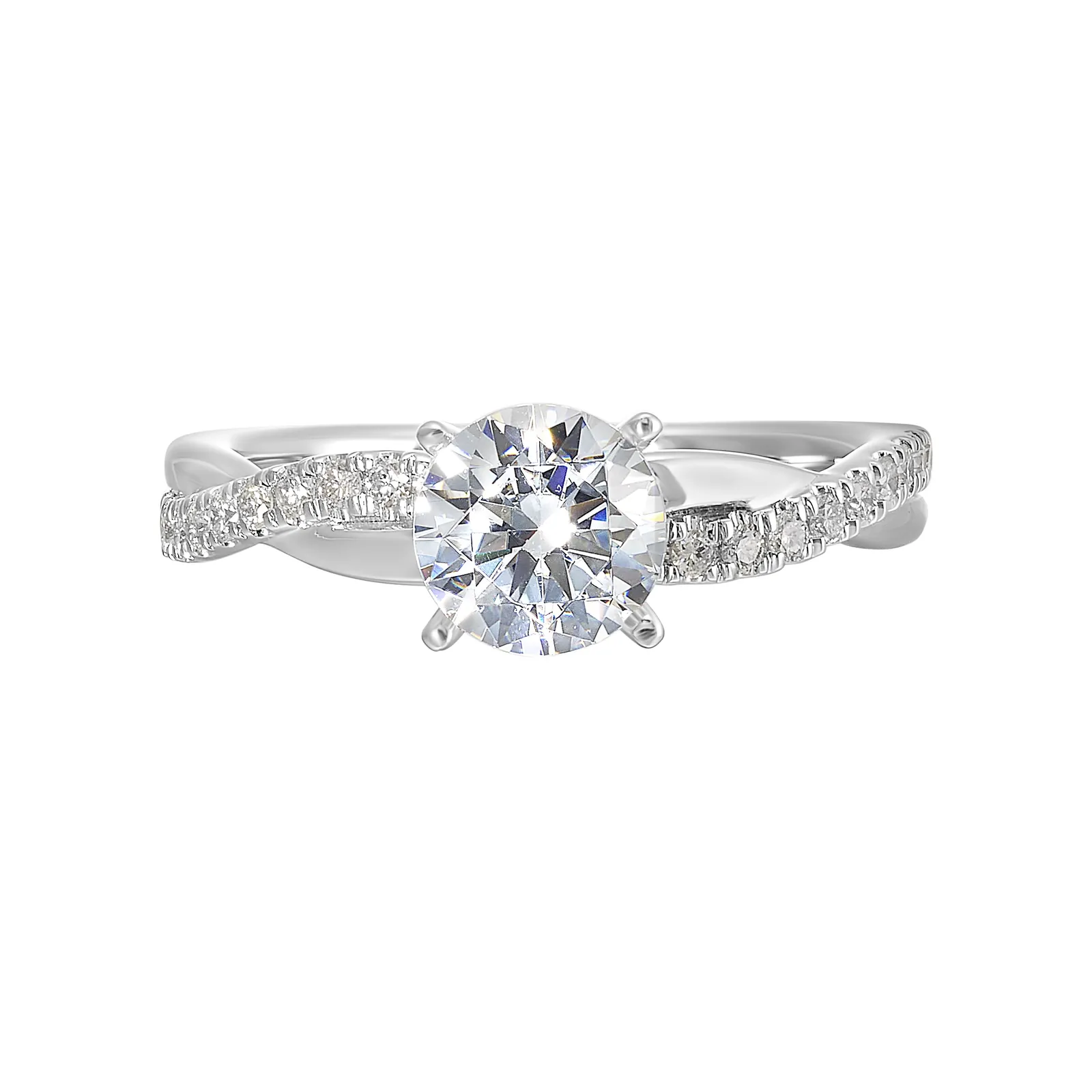 14Kt White Semi Mount 1/5Ctw For 1Ctw Round Center