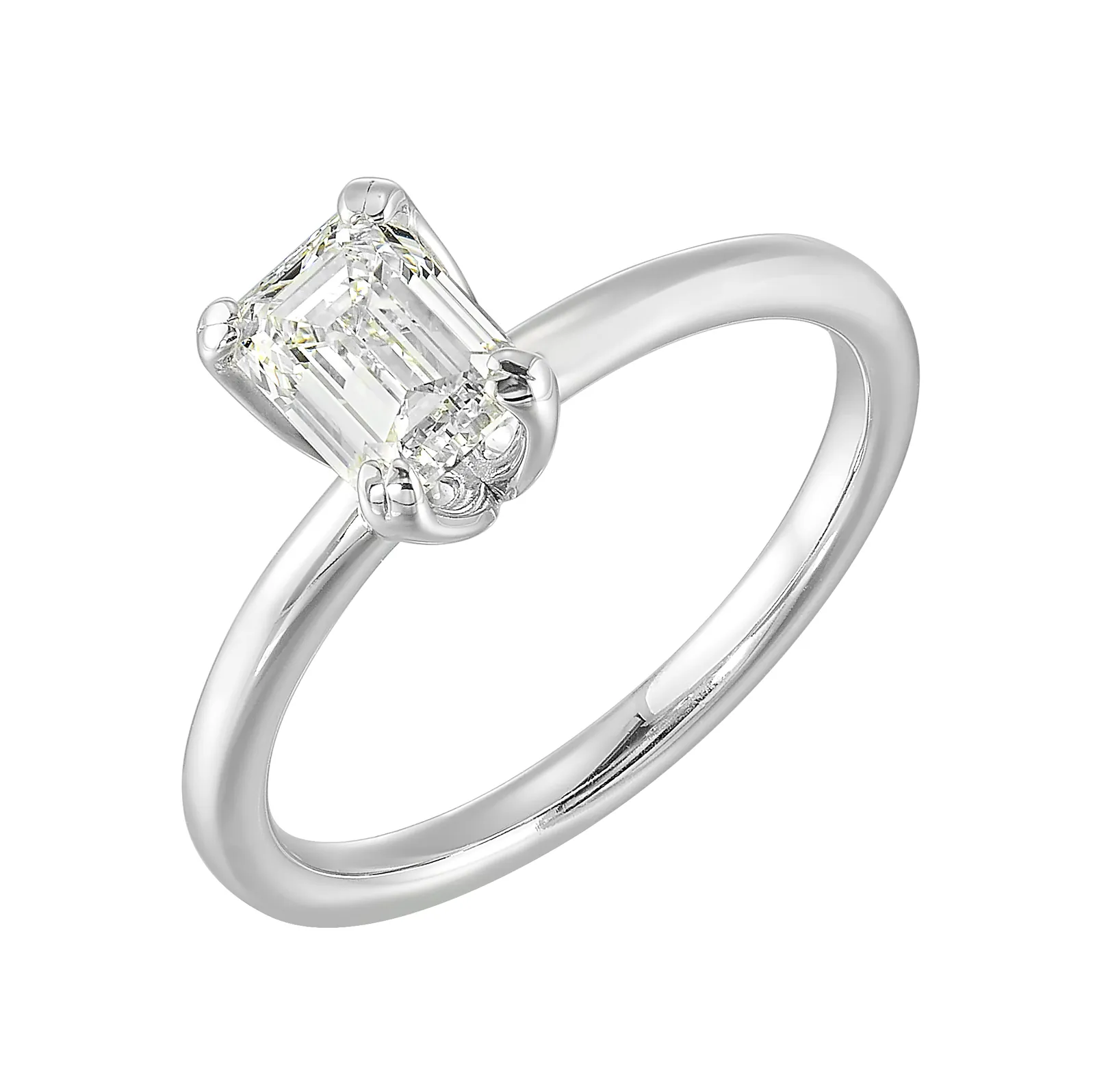 14Kt White Semi Mount For 1Ctw Emerald Cut Center view 2