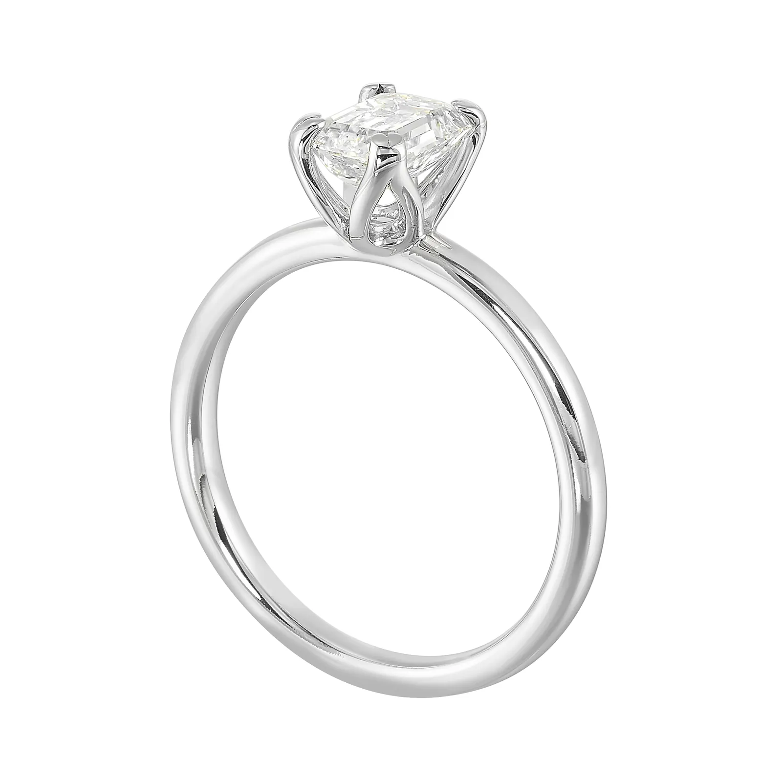 14Kt White Semi Mount For 1Ctw Emerald Cut Center view 3