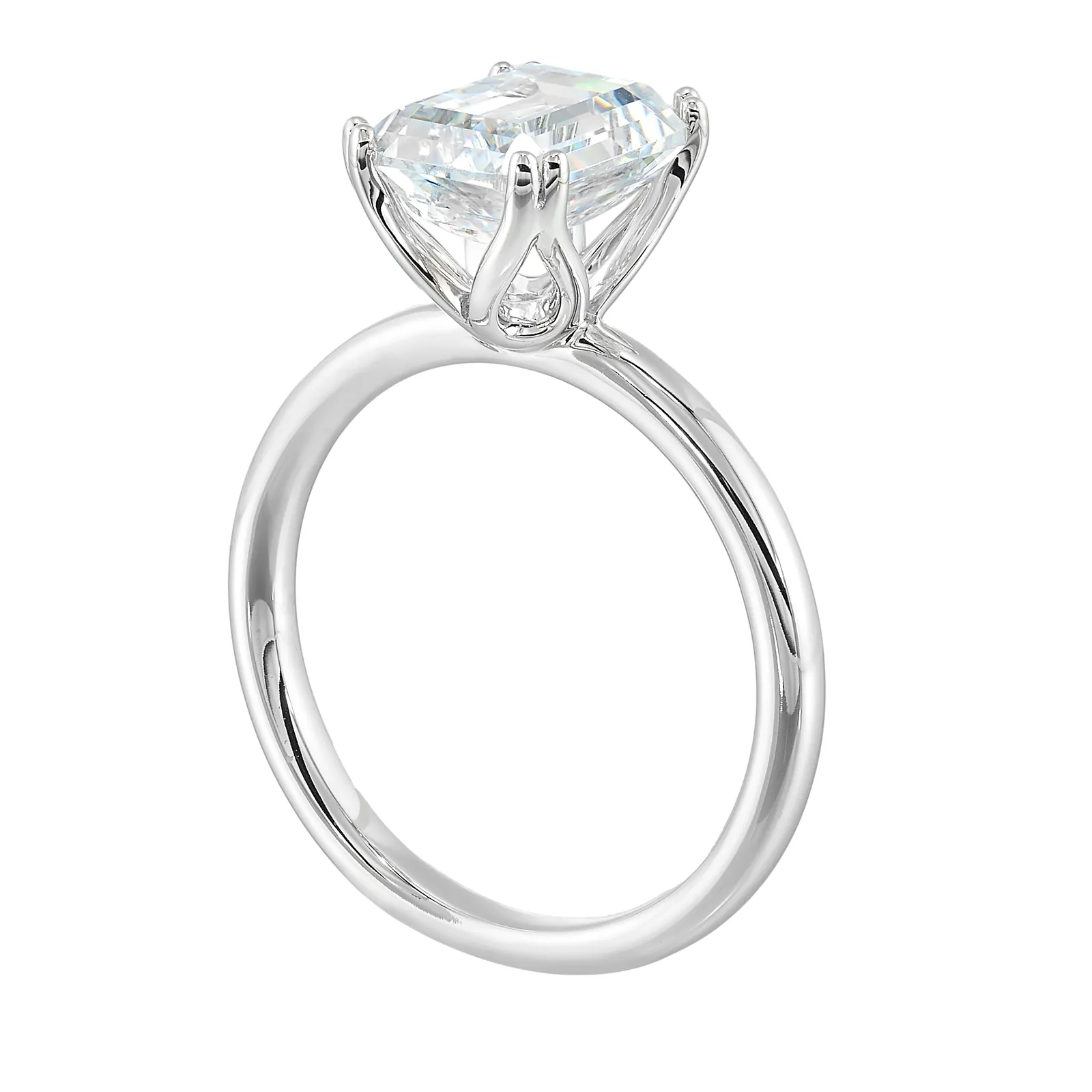 14Kt White Semi Mount For 2Ctw Emerald Cut Center view 3