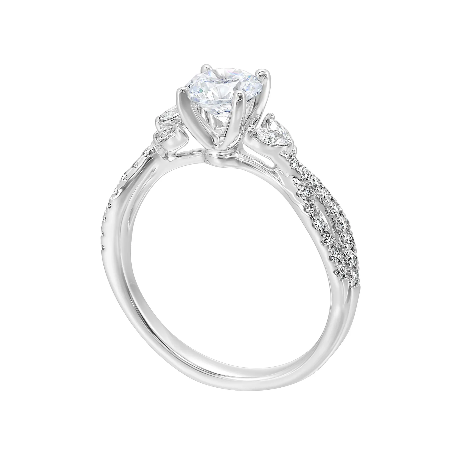 14Kt White Semi Mount 1/3Ctw For 1Ctw Round Center view 3